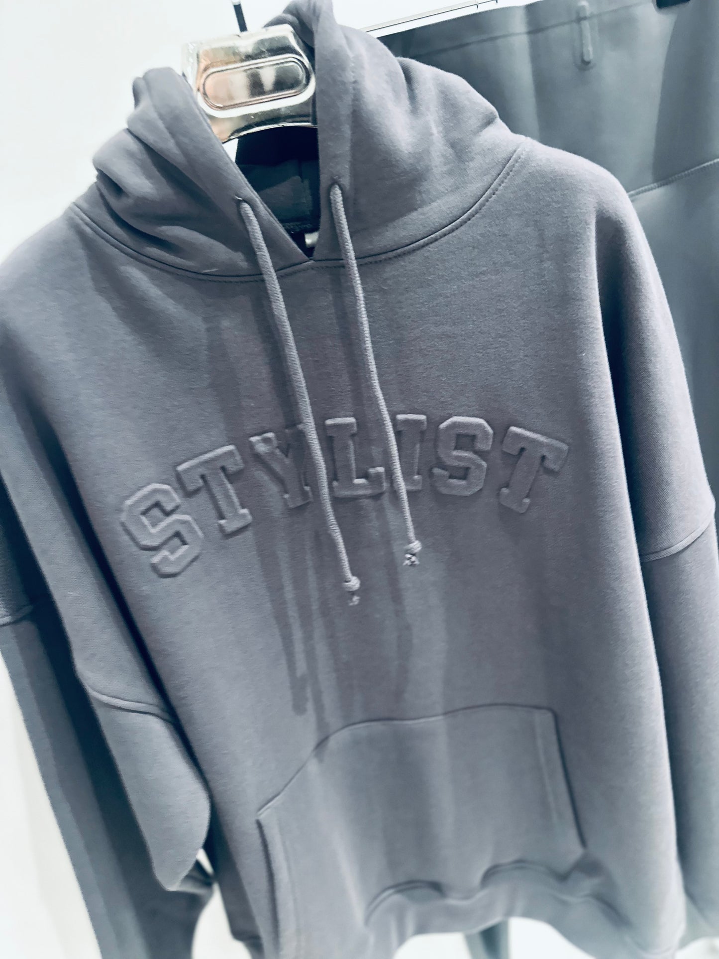 STYLIST Grey Embossed Hoodie