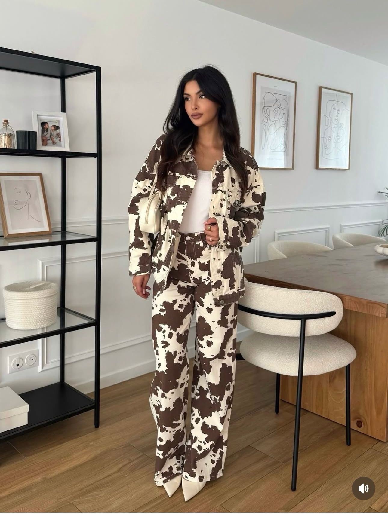 LARSENA Cow Print Jacket & Trousers Co-Ord
