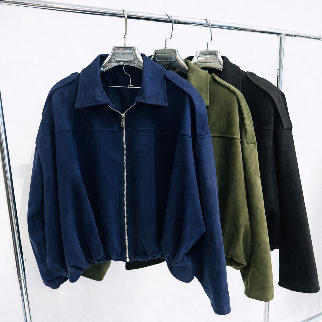 ROMY Khaki Faux Suede Zip Jacket