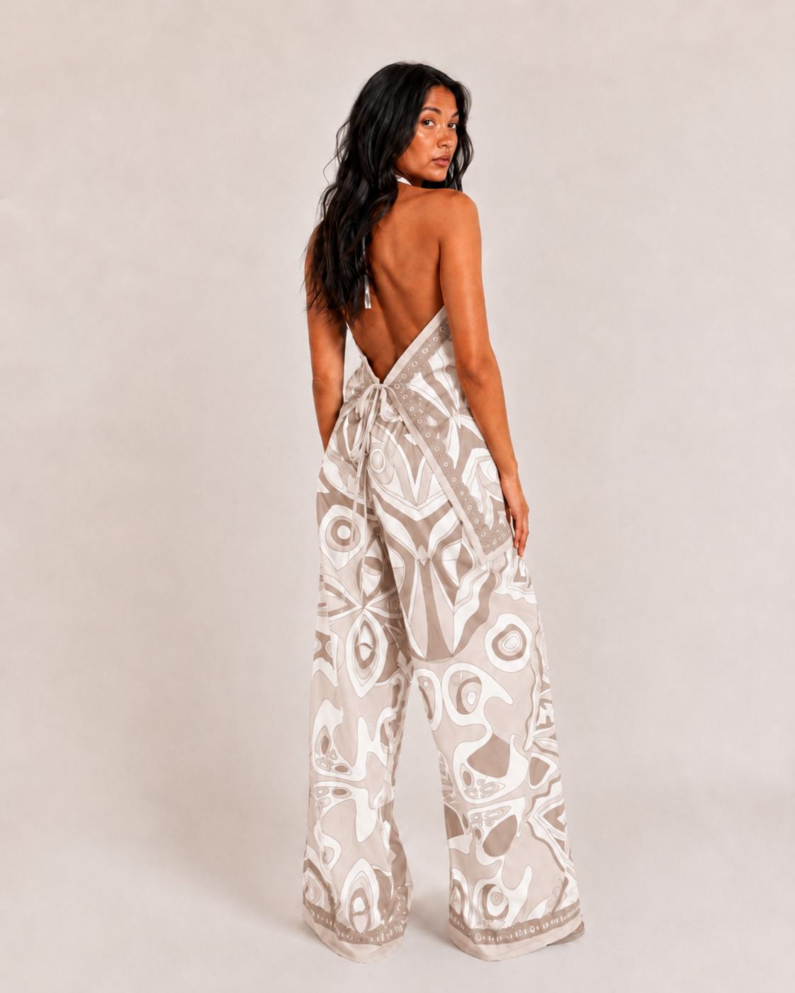 ISMERAI Beige Halterneck Top & Ttousers Co-Ord