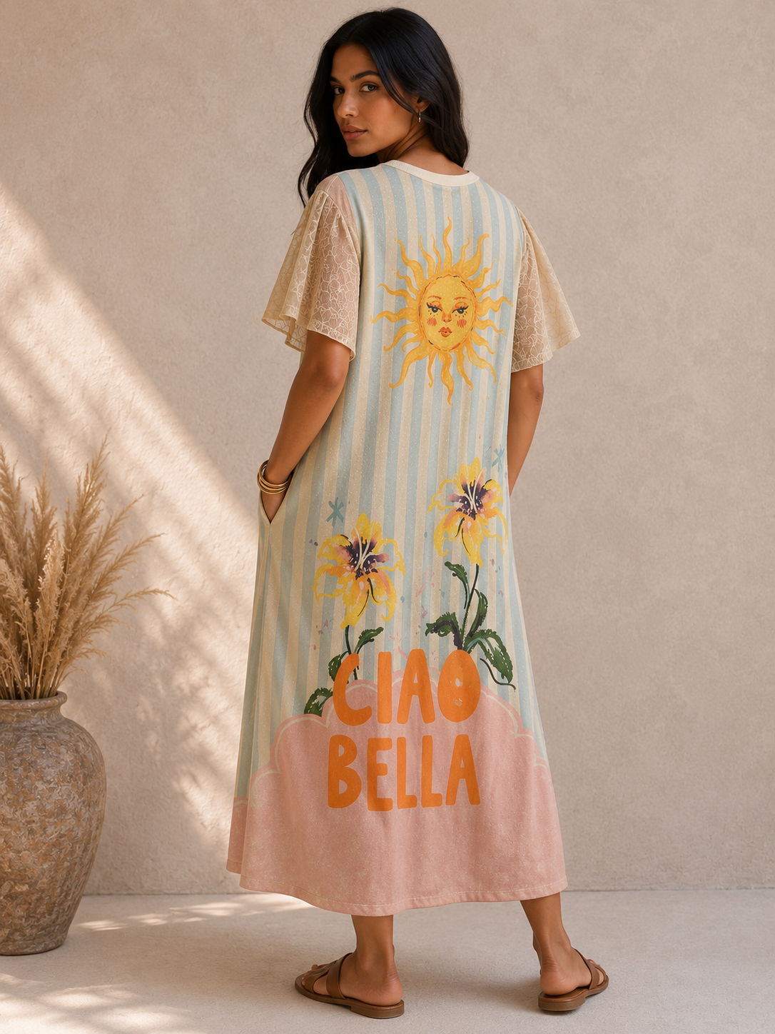 SOLARA Print Mid Maxi Dress