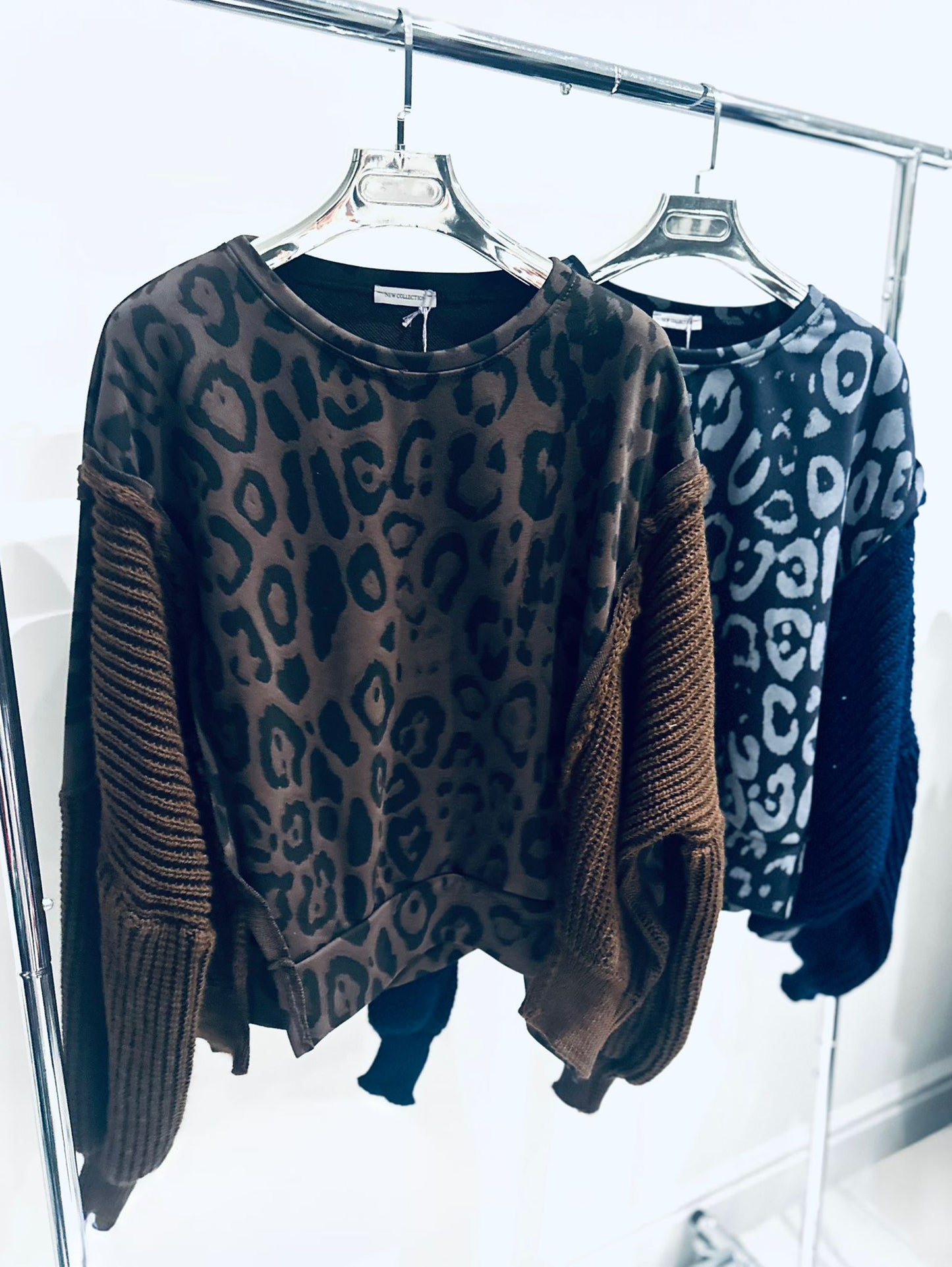 LAIKYN Navy Leopard Print Knitted Jumper
