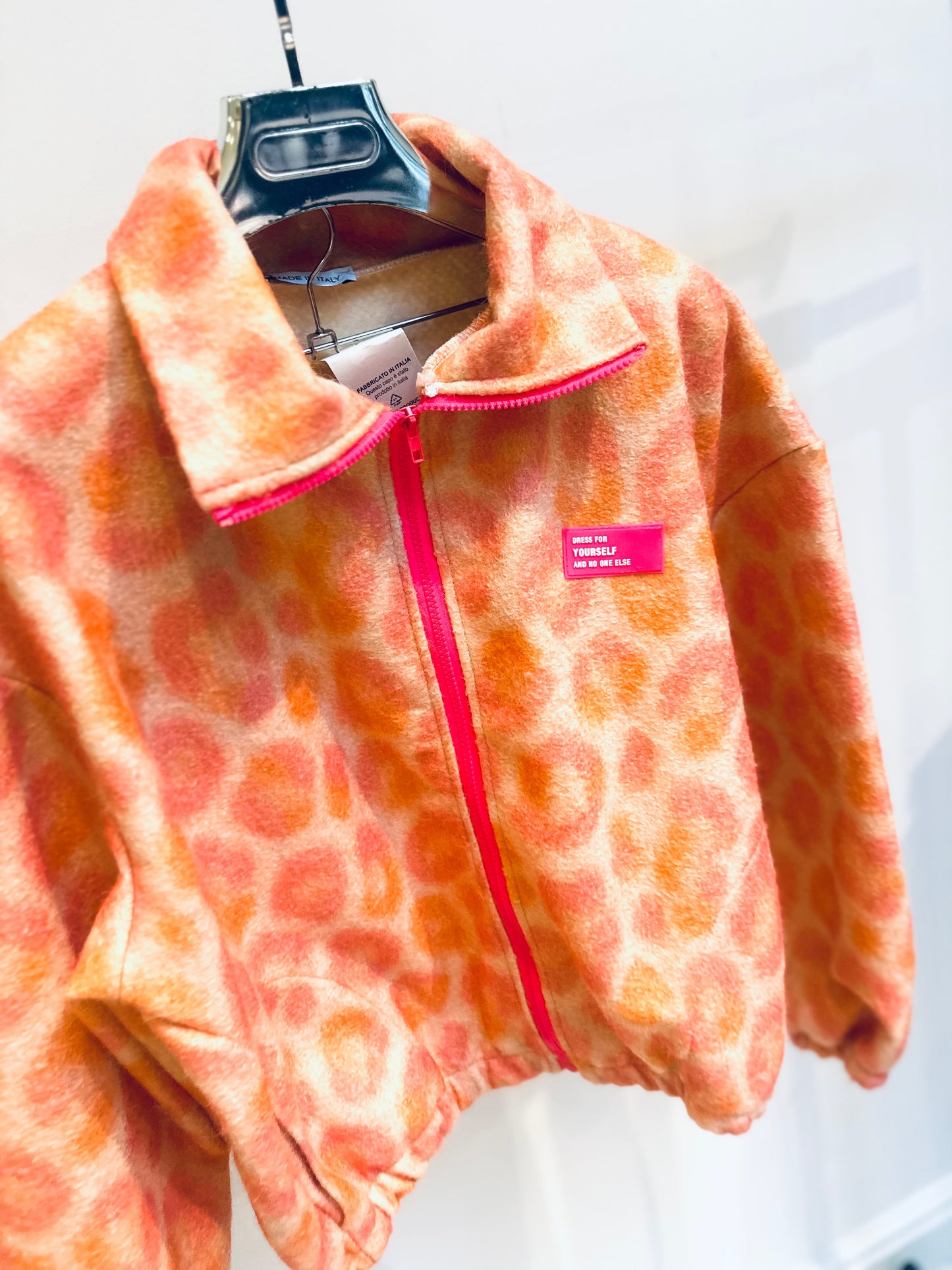 KEZIAH Orange Leopard Print Contrast Zip Jacket