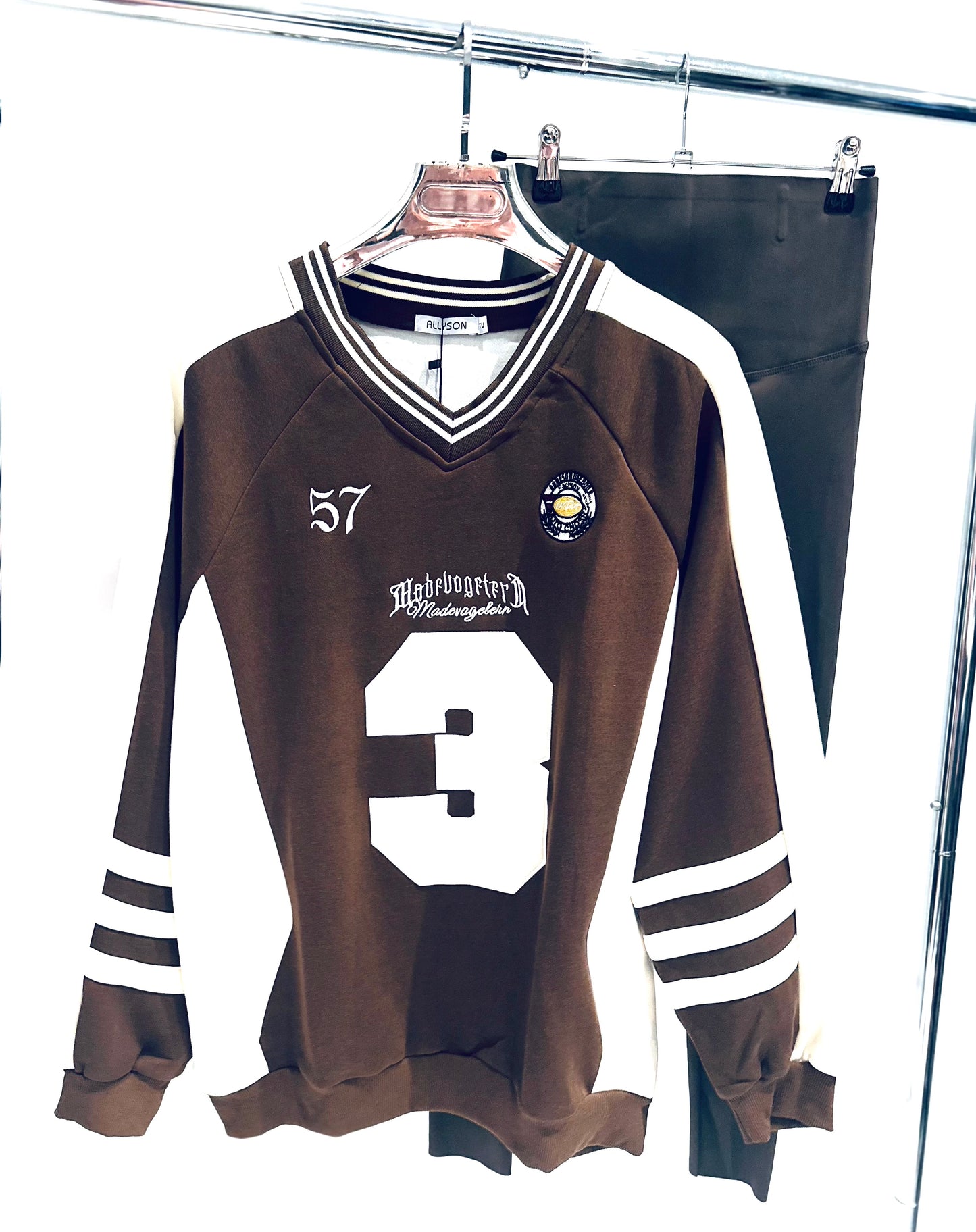LIBERTY Brown Varsity Style Oversized Sweatshirt