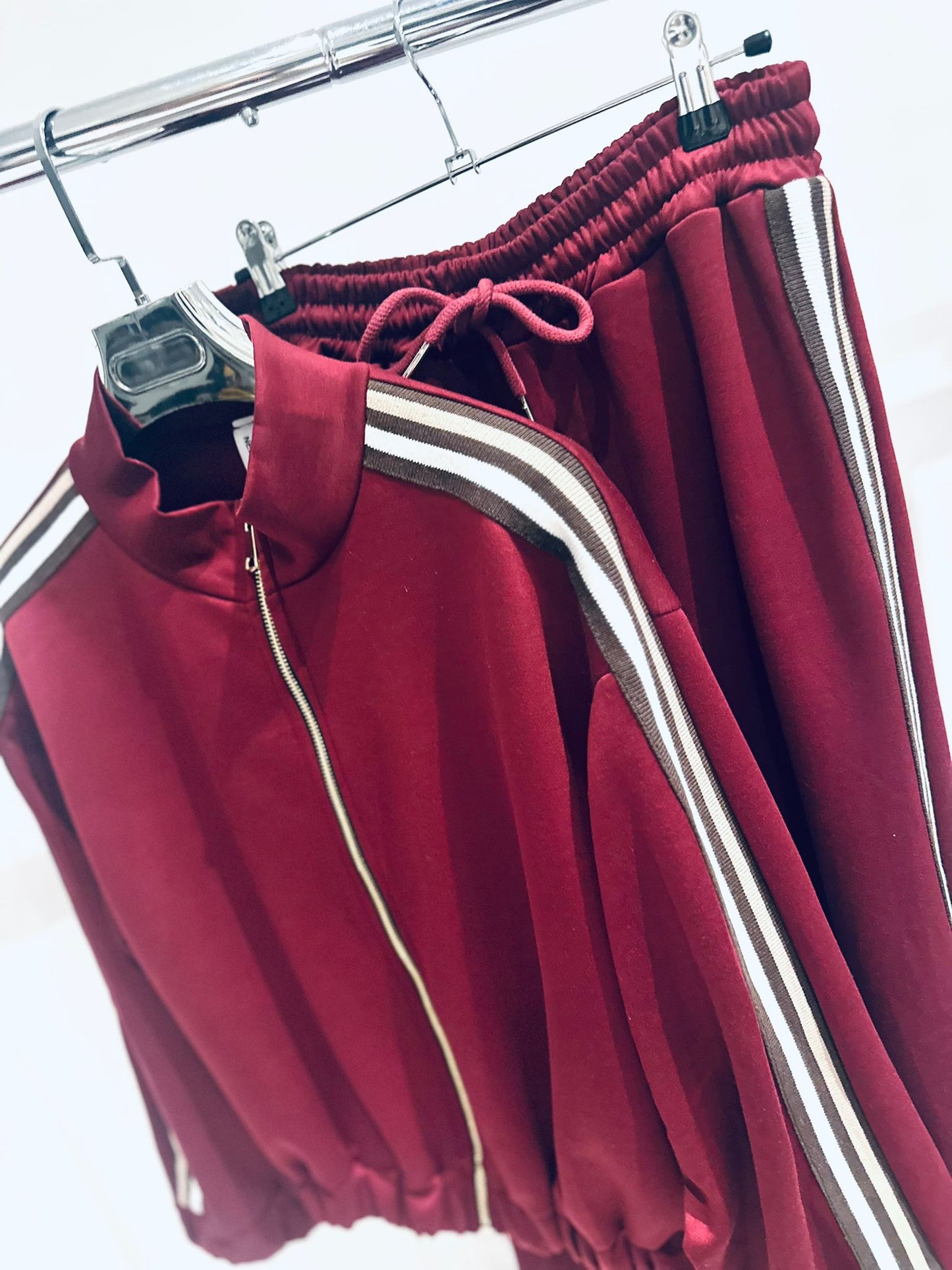 INOLA Burgundy Side Stripe Jacket & Joggers Tracksuit
