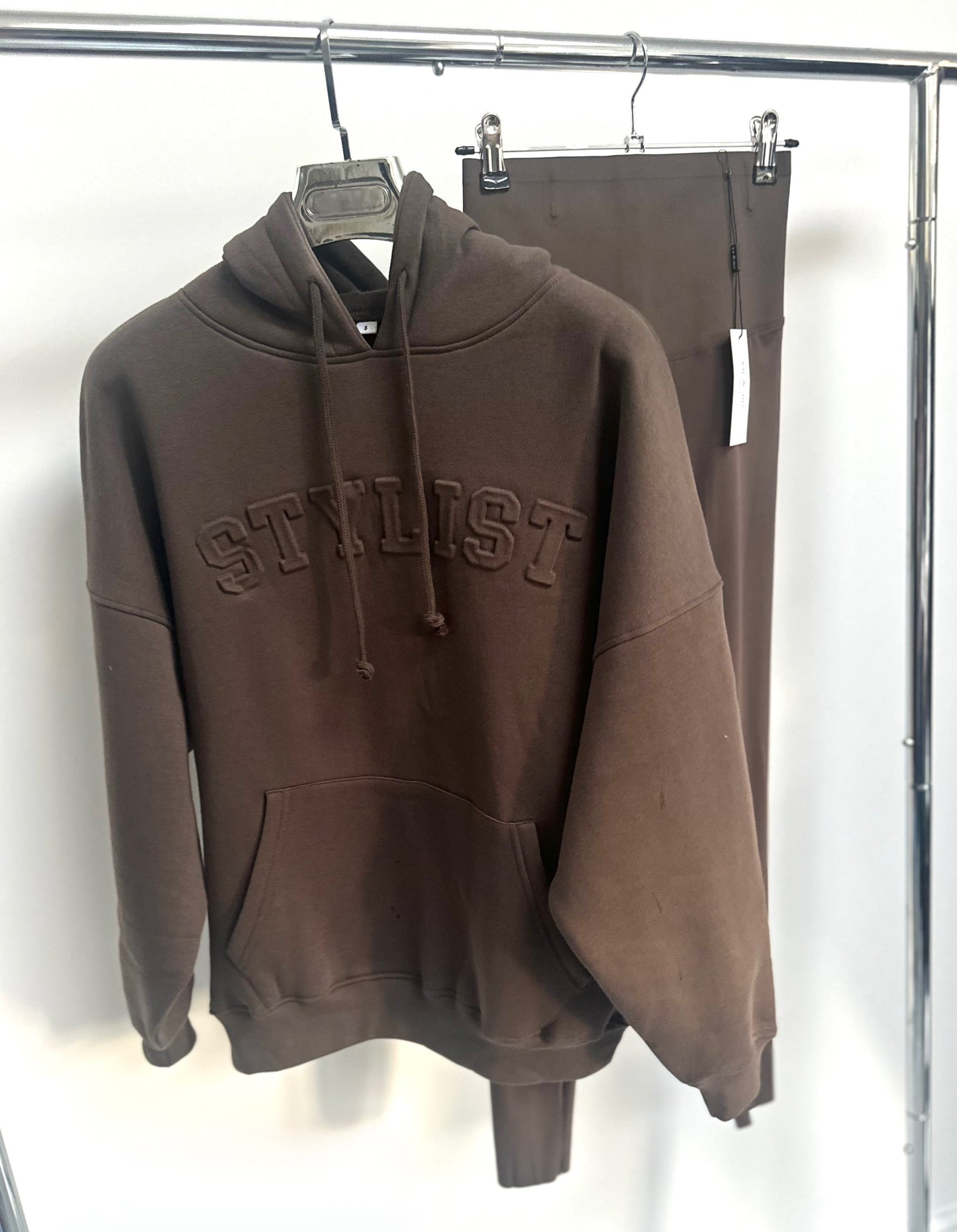 STYLIST Brown Embossed Hoodie