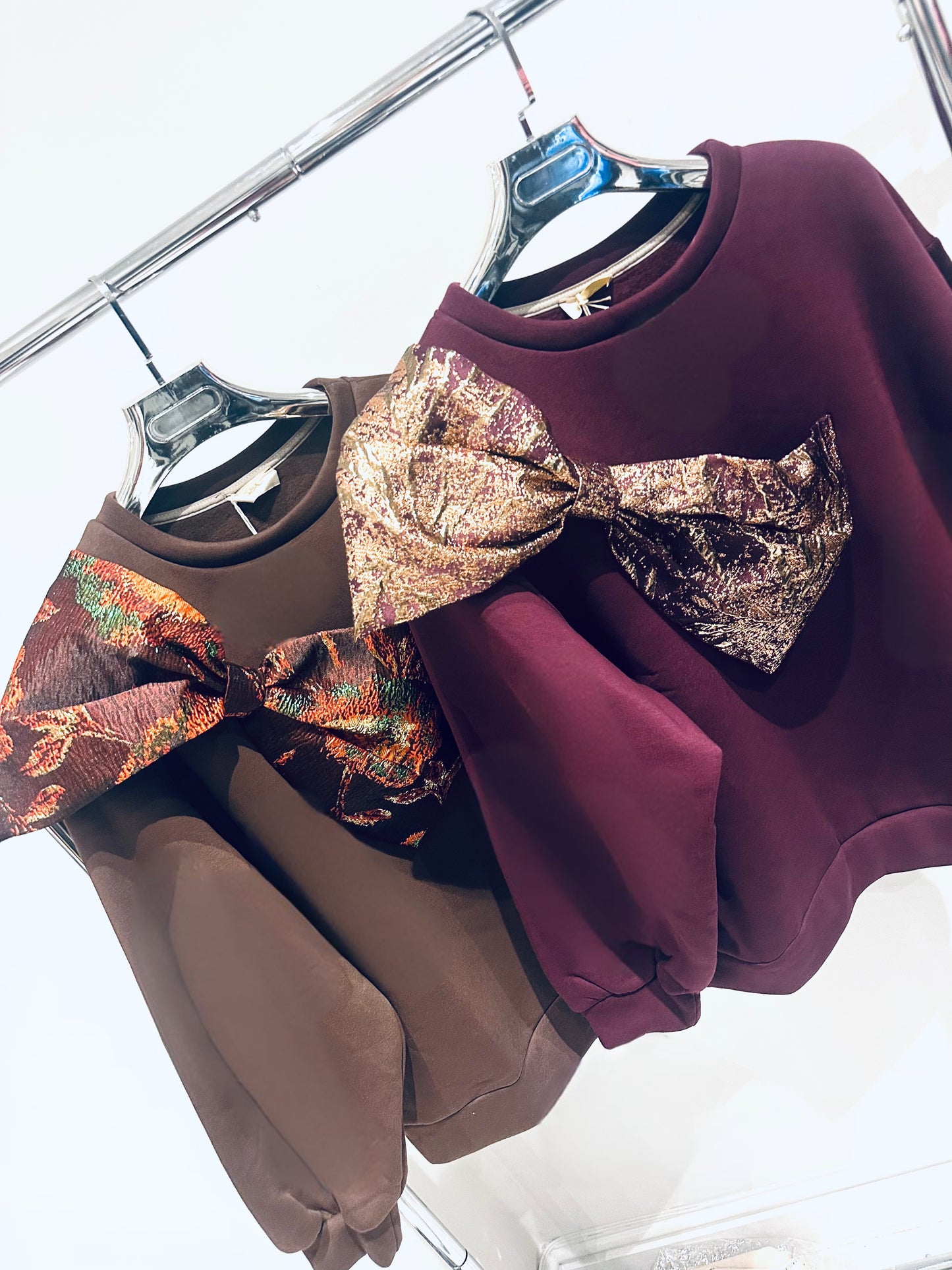 FAELYN Brown Bow Detail Jumper
