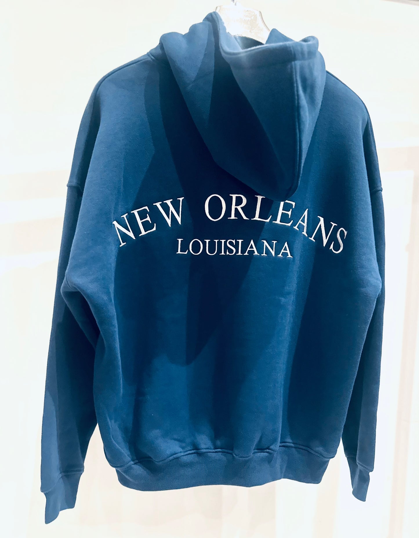 NEW ORLEANS Navy Oversized Logo Embroidered Hoodie
