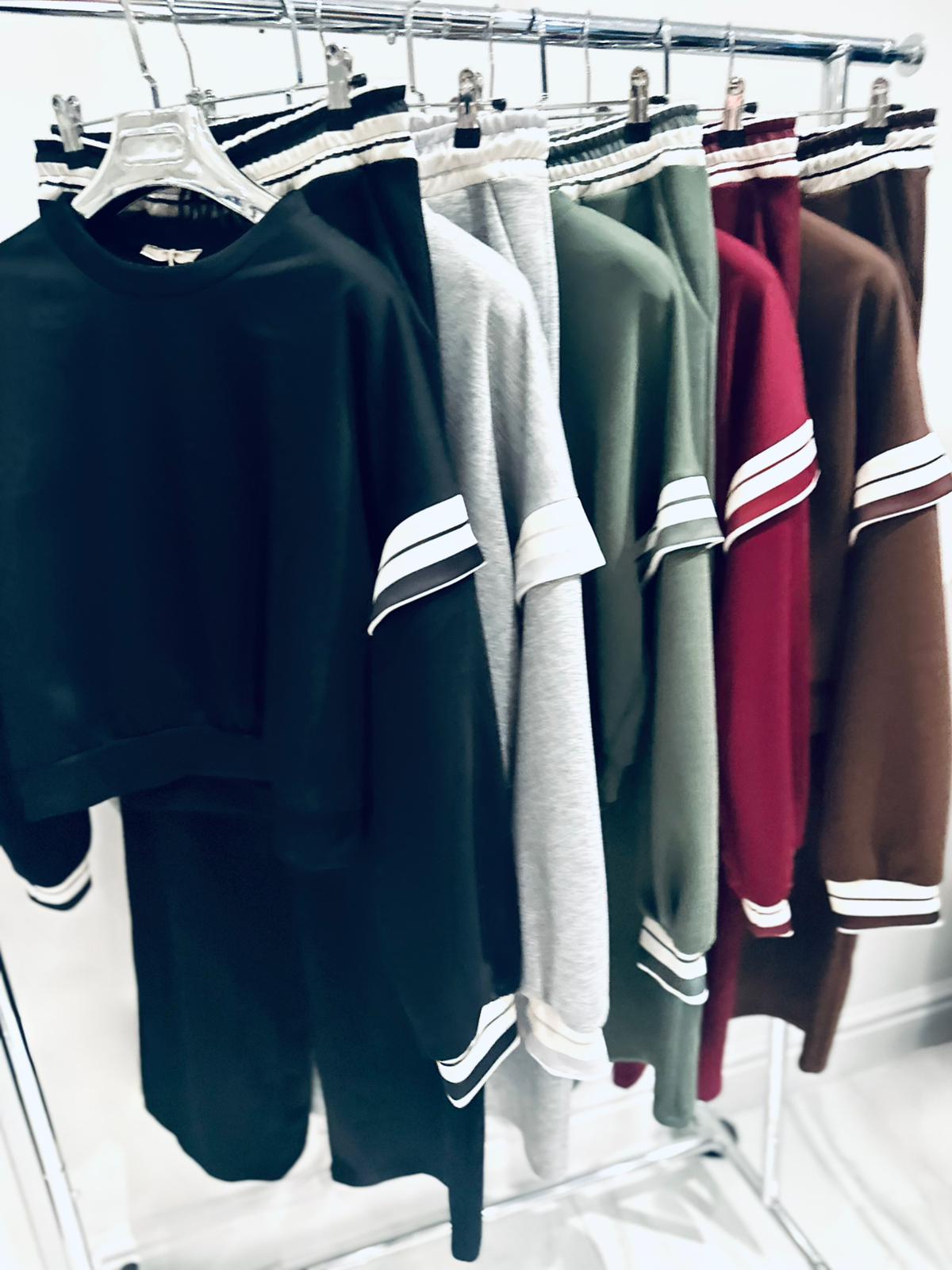 LUELLA Brown Stripe Detail Top & Joggers Tracksuit