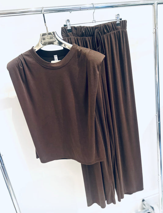 CECILY Brown Shoulder Pad Co-Ord