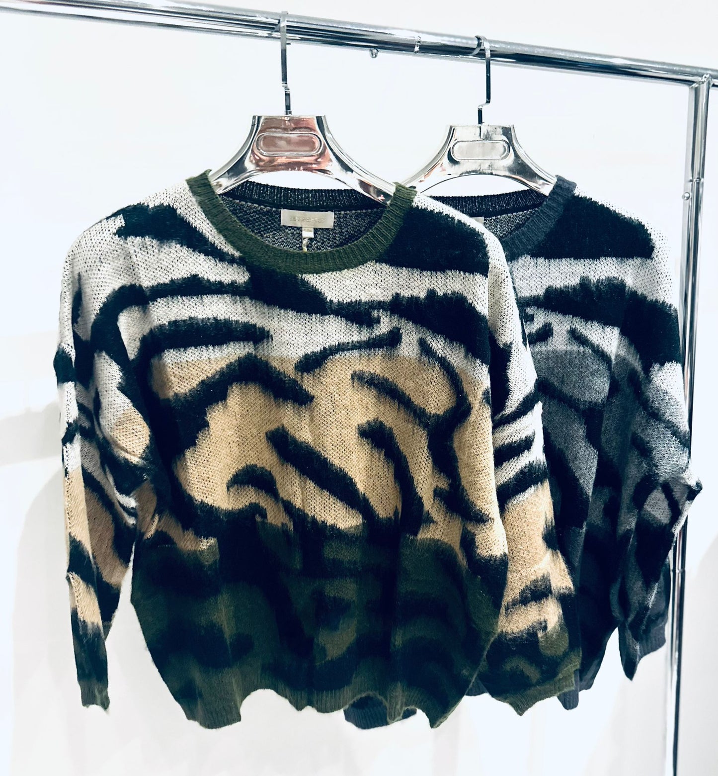 MESILA Khaki Zebra Print Knitted Jumper
