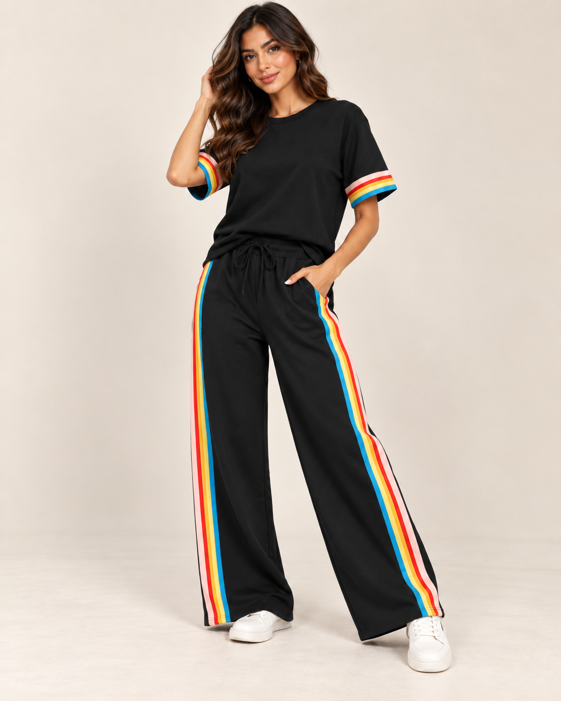 HARPER Black Striped Top & Trousers Co-Ord