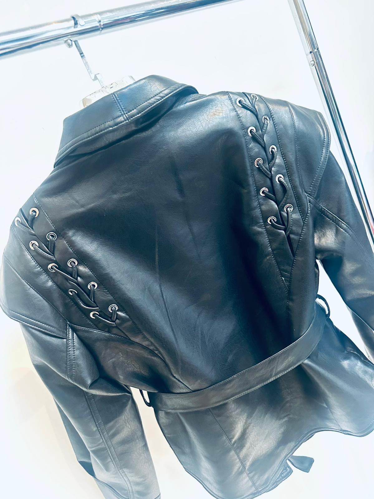 AGNETHA Black Faux Leather Jacket