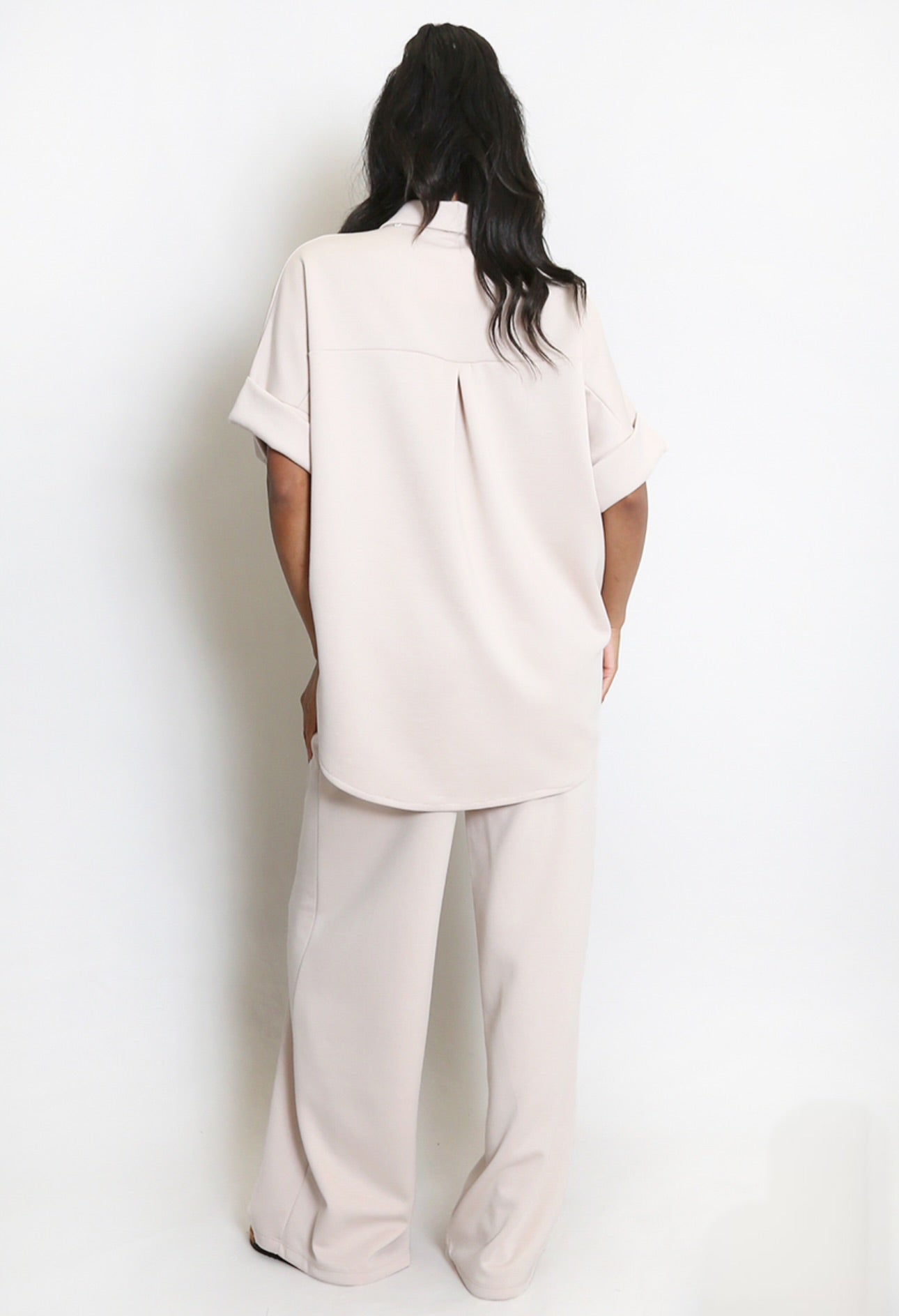 ZERAH Beige Button Up Top & Pants Co-Ord