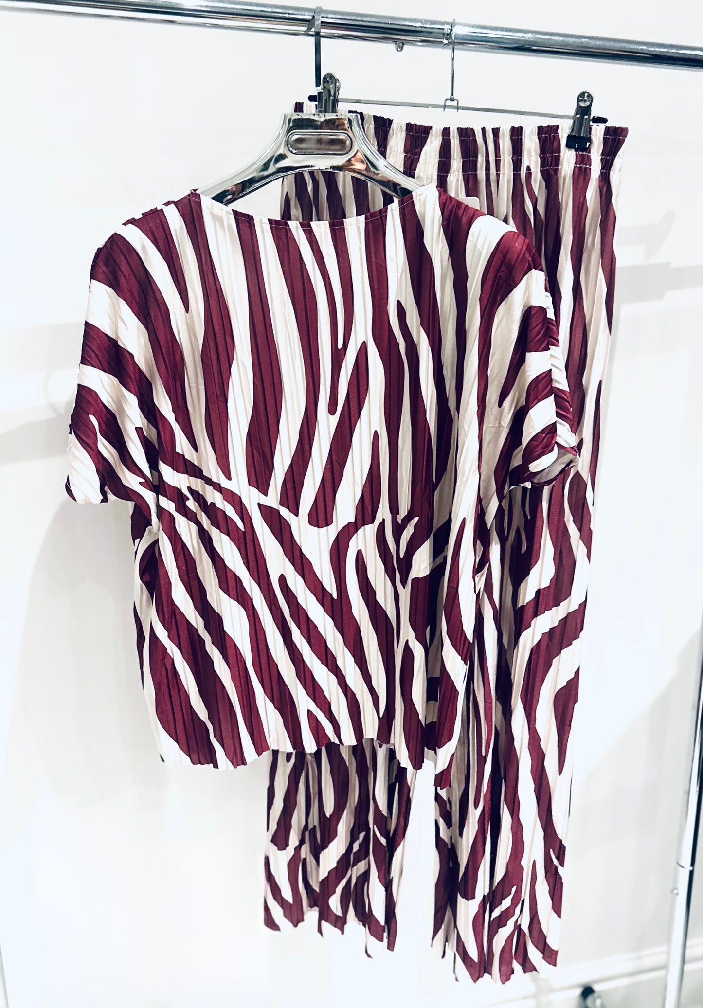 BELVIE Burgundy Zebra Print Co-Ord