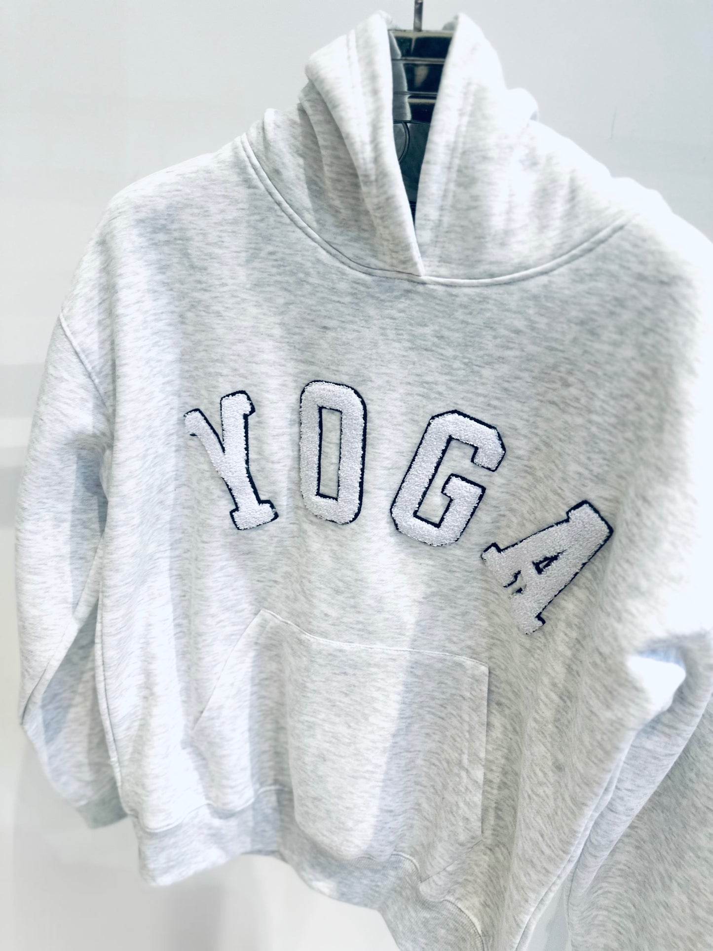 YOGA Grey Embossed Oversized Hoodie