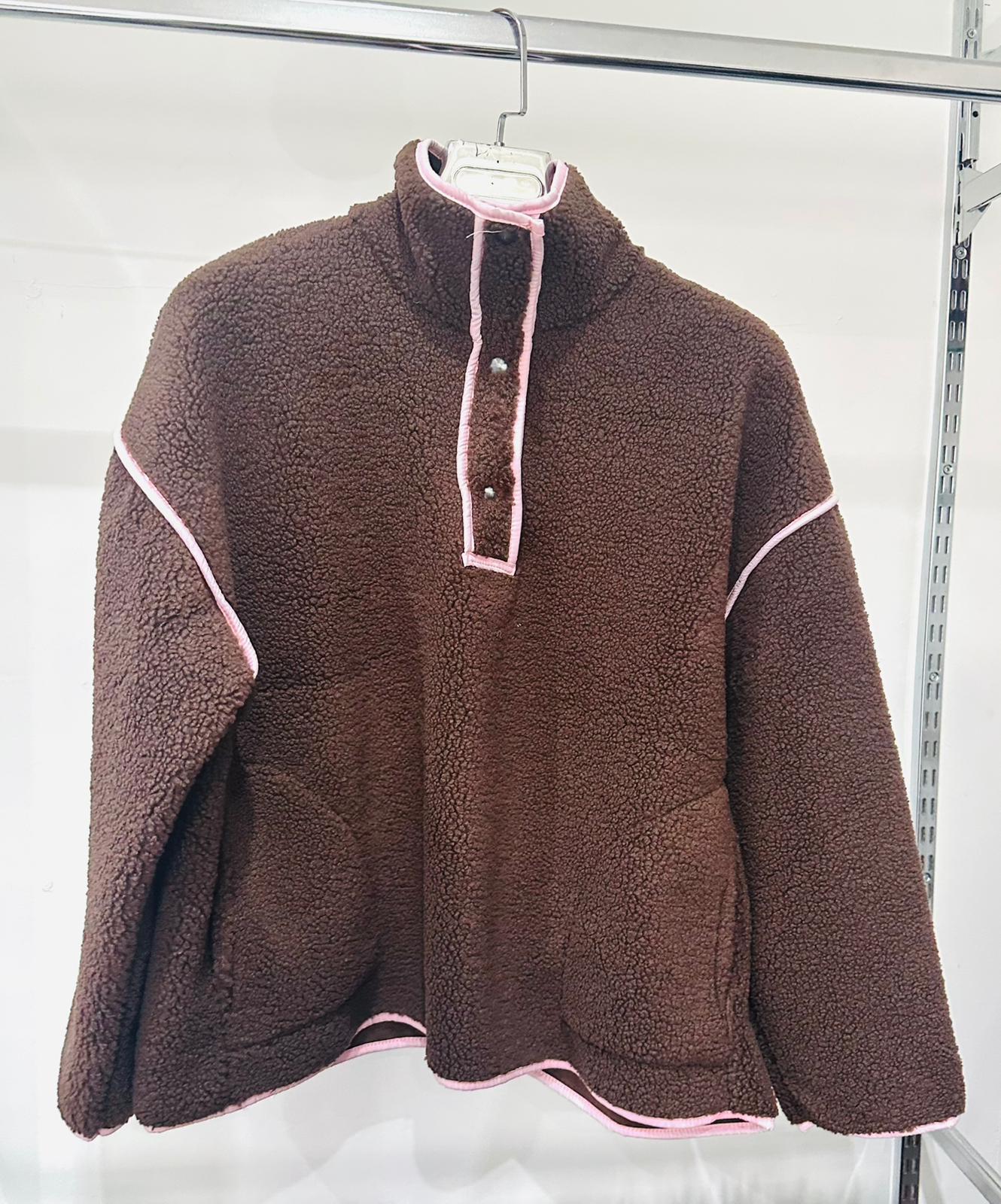 SERENA Brown & Pink Fleece Jumper