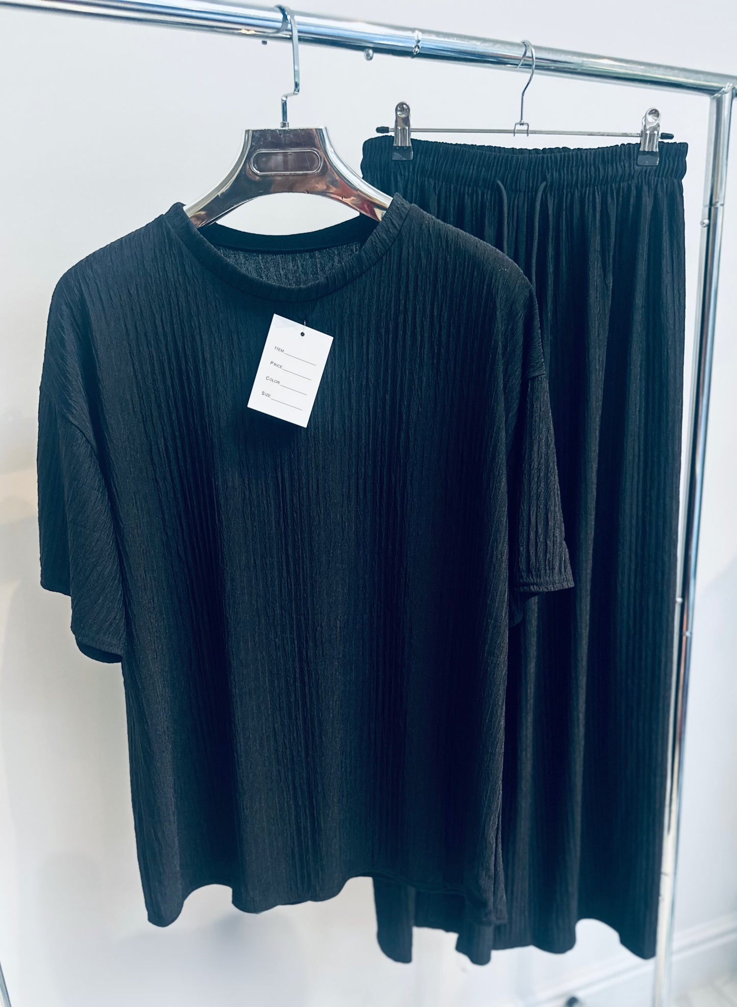 FABLE Black Textured TShirt & Trousers Co-Ord