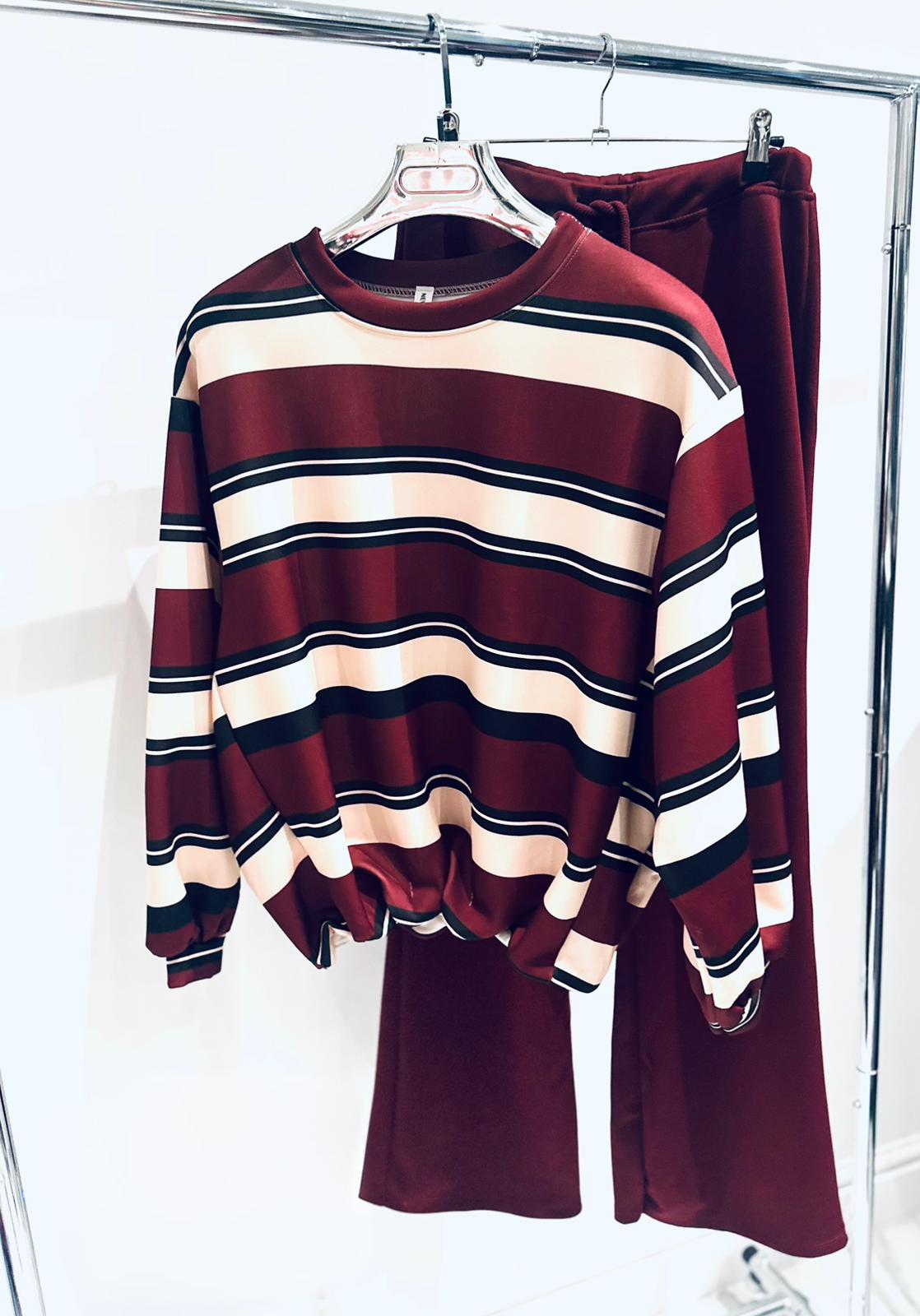ZADIE Burgundy Striped Jumper & Flared Pants