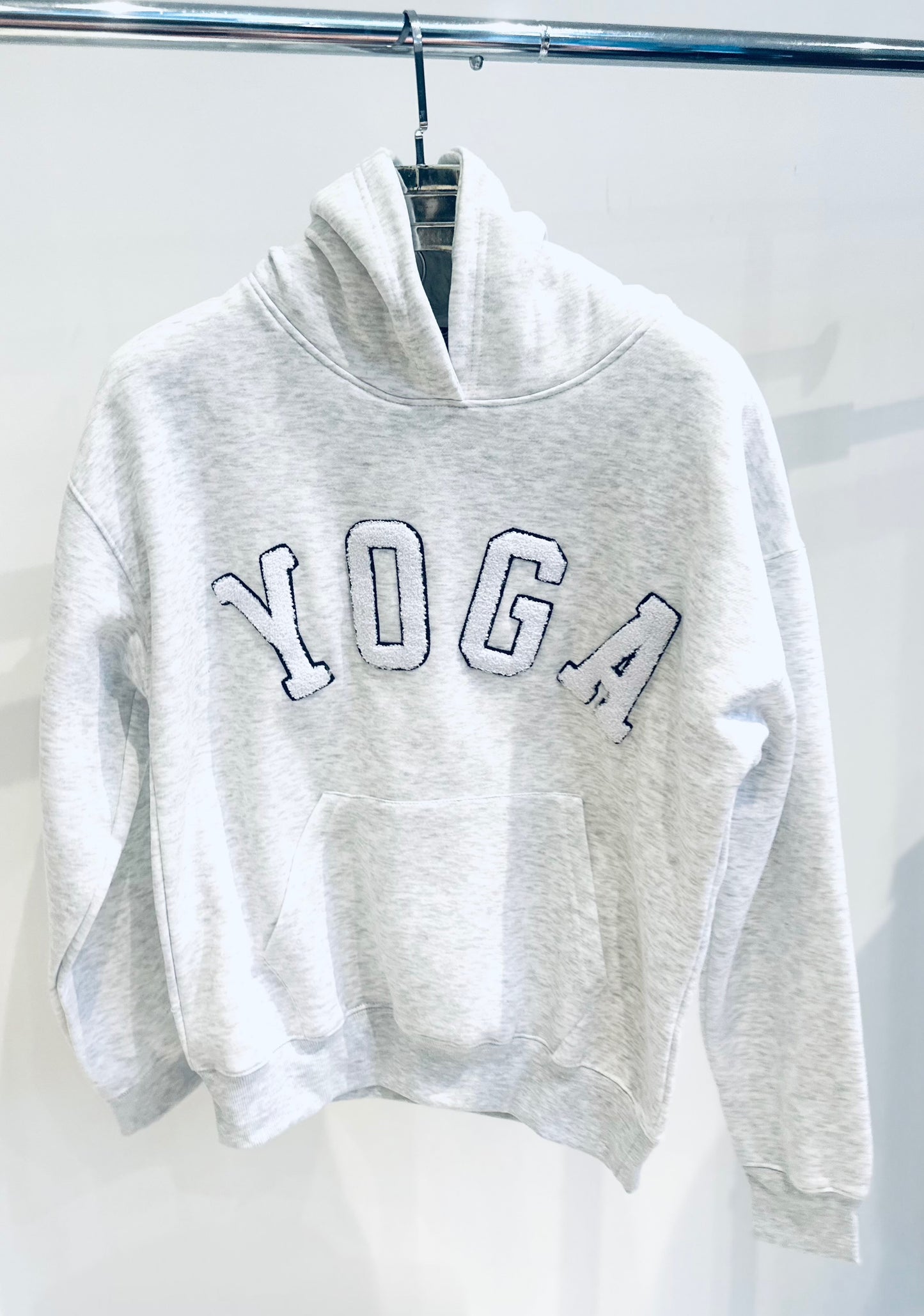 YOGA Grey Embossed Oversized Hoodie
