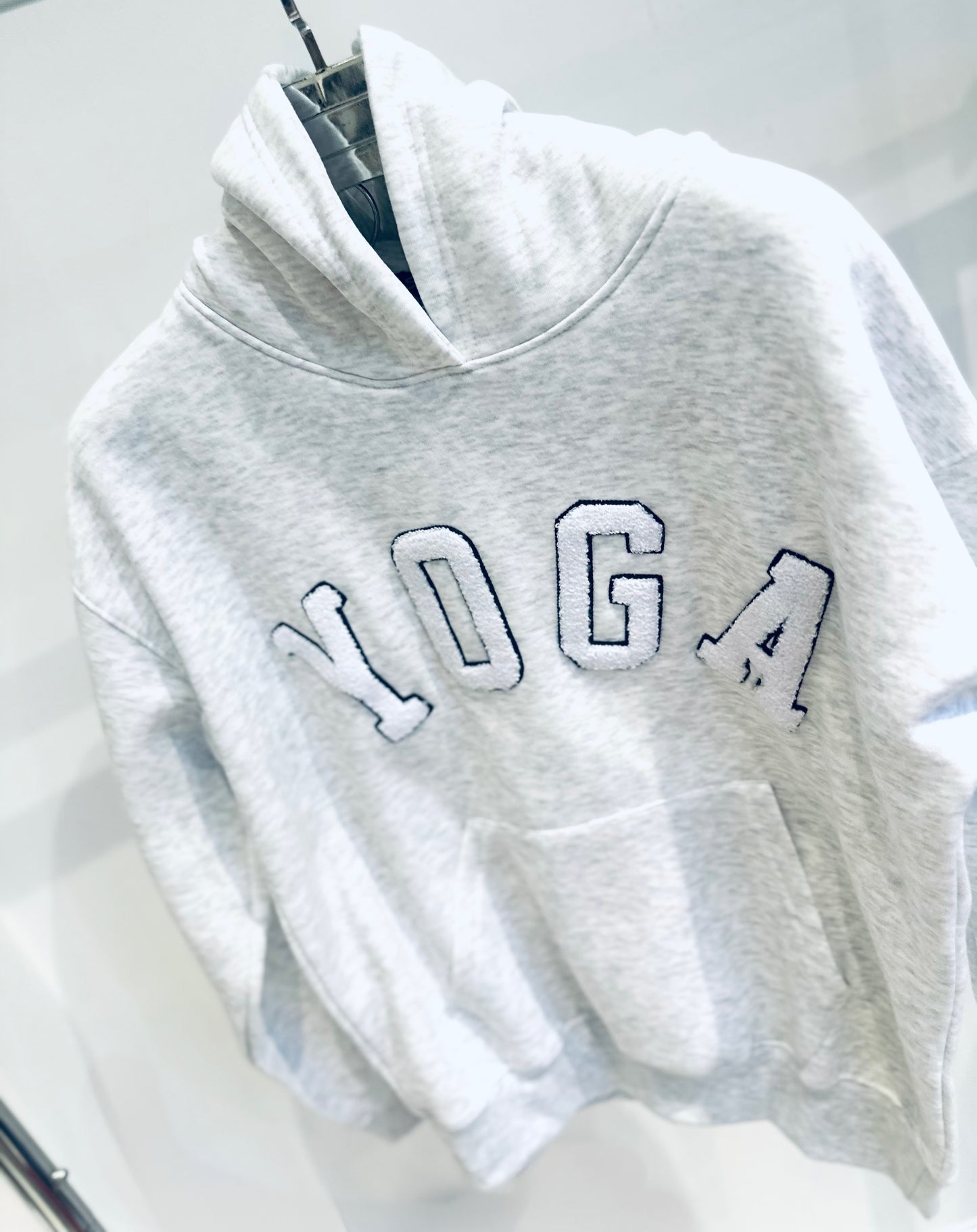 YOGA Grey Embossed Oversized Hoodie