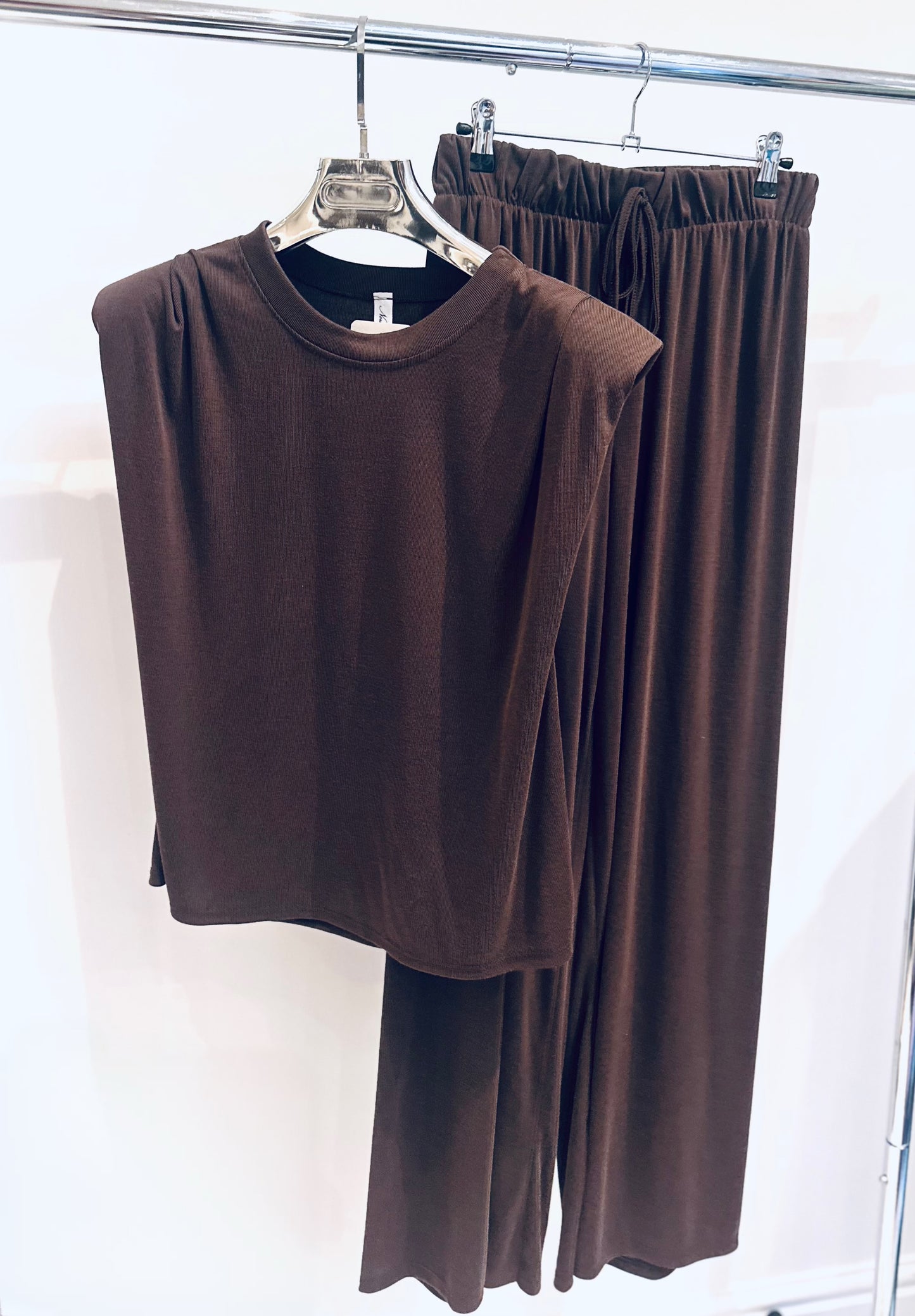 CECILY Brown Shoulder Pad Co-Ord