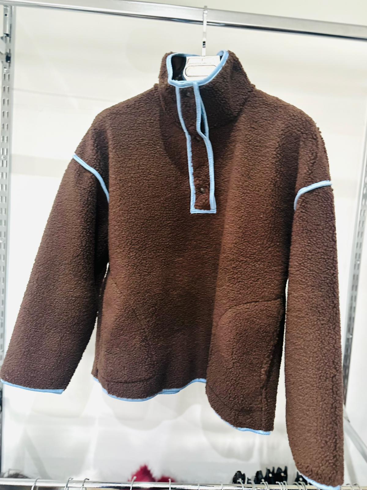 SERENA Brown & Blue Fleece Jumper