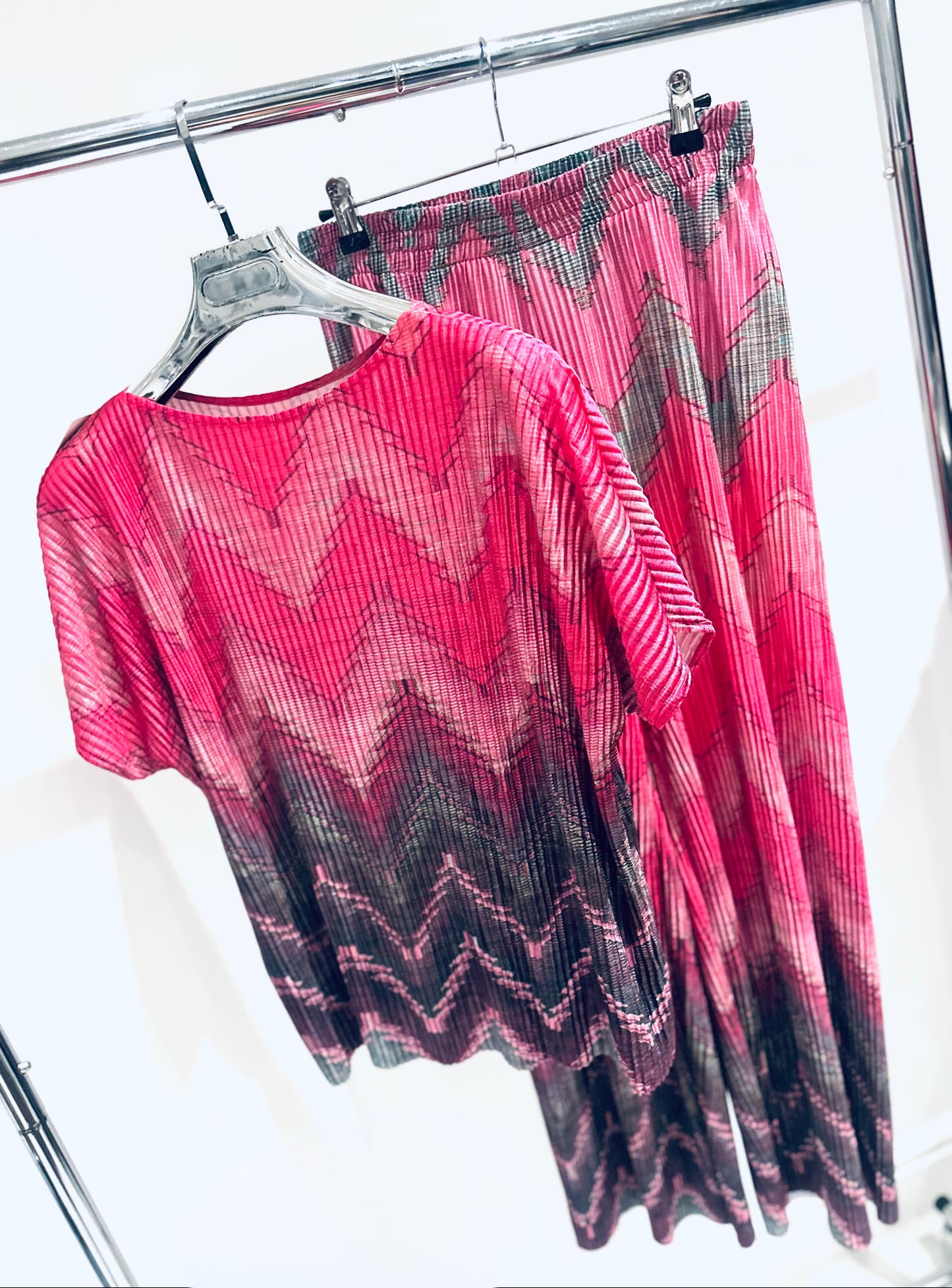 JIANNA Cerise Pink Zig Zag Printed Co-Ord