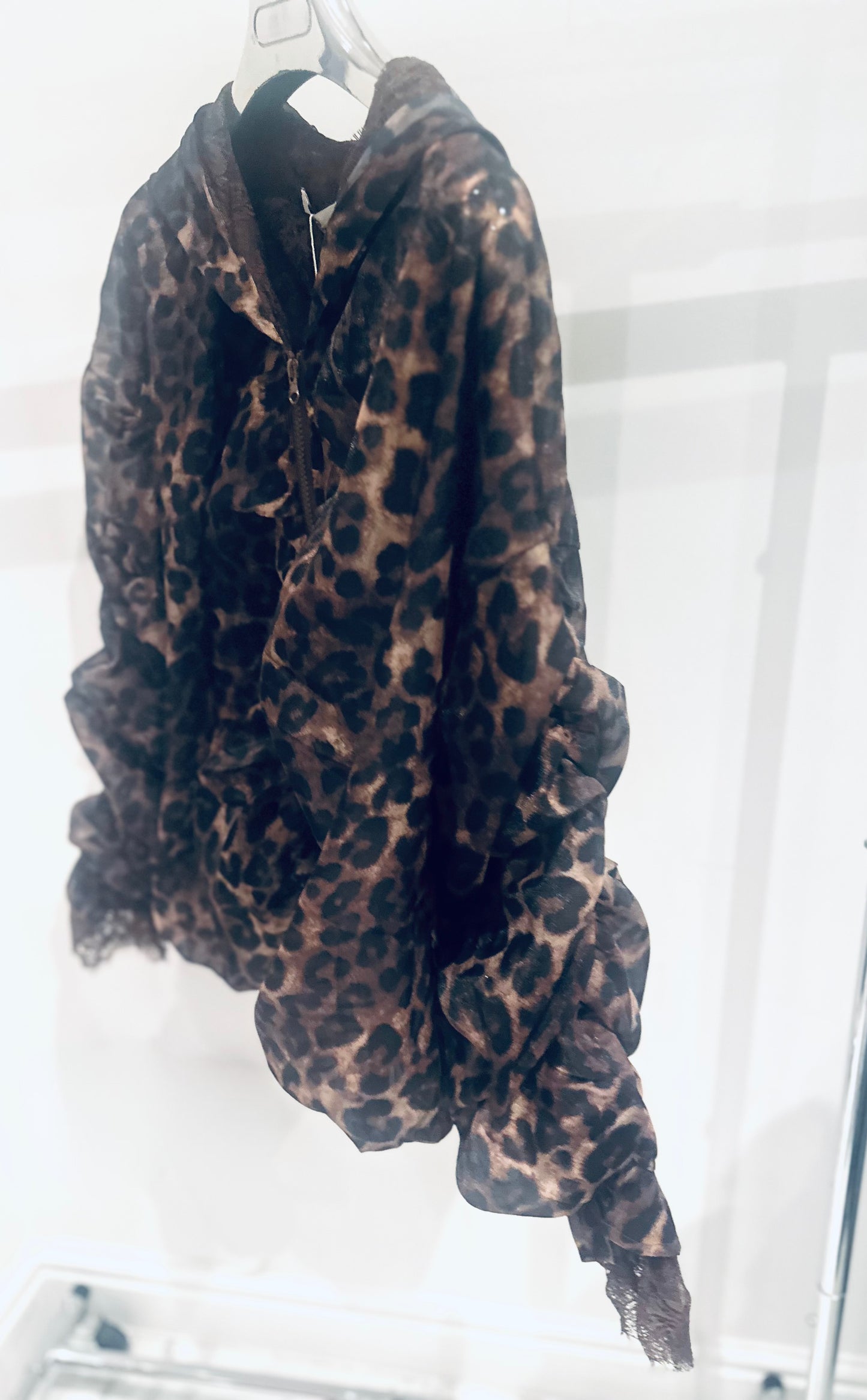ARABELLA Leopard & Lace Zip Jacket