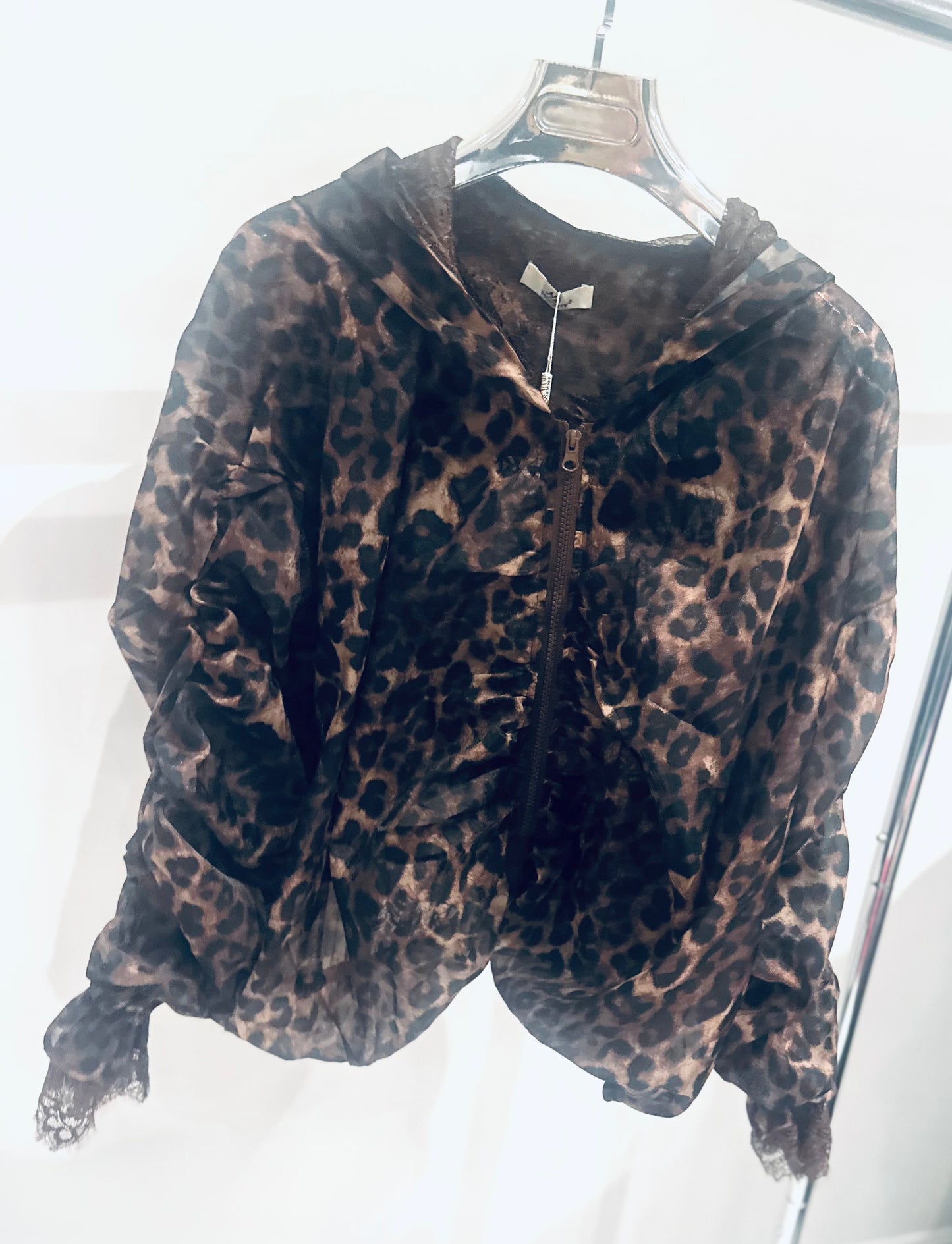 ARABELLA Leopard & Lace Zip Jacket