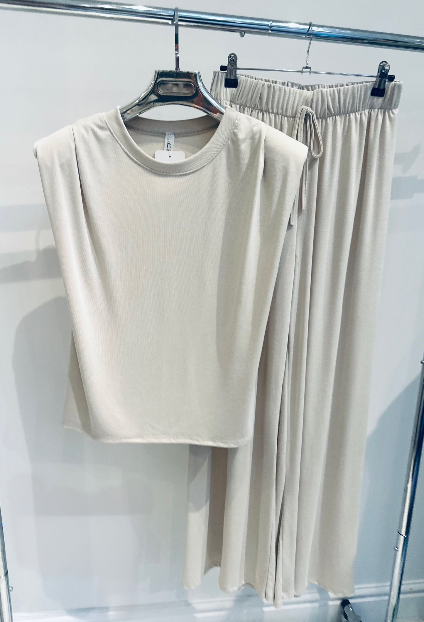 CECILY Beige Shoulder Pad Co-Ord