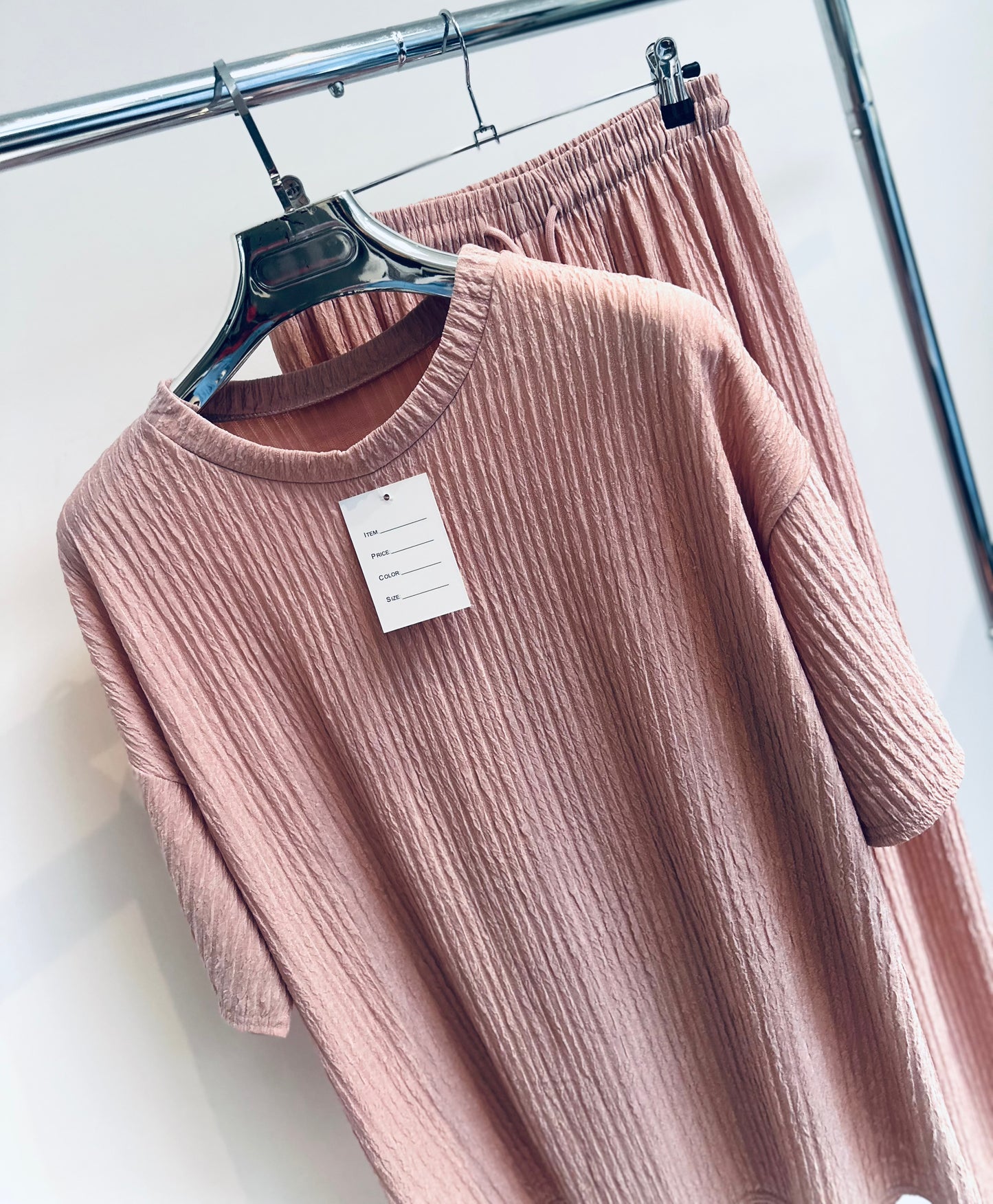 FABLE Pink Textured TShirt & Trousers Co-Ord