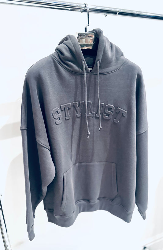 STYLIST Grey Embossed Hoodie