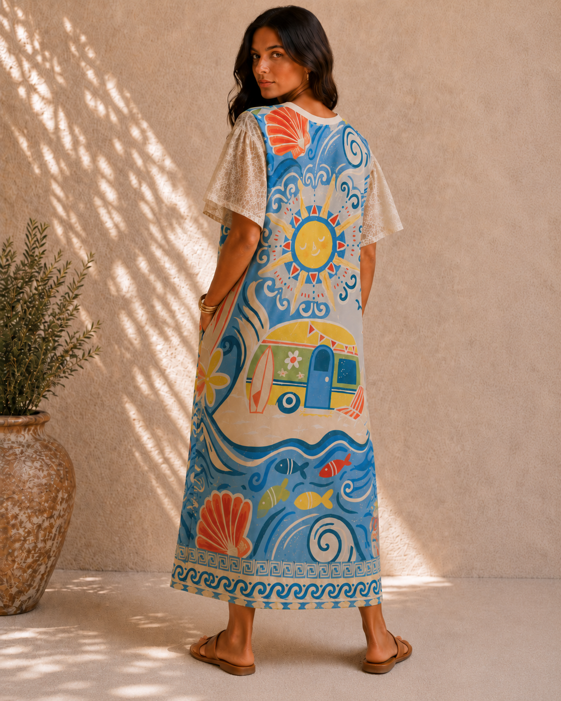 SANTORINI Printed Mid Maxi Dress