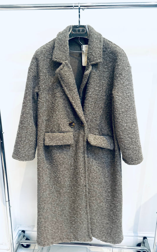 ZINNIA Taupe Boucle Duster Coat