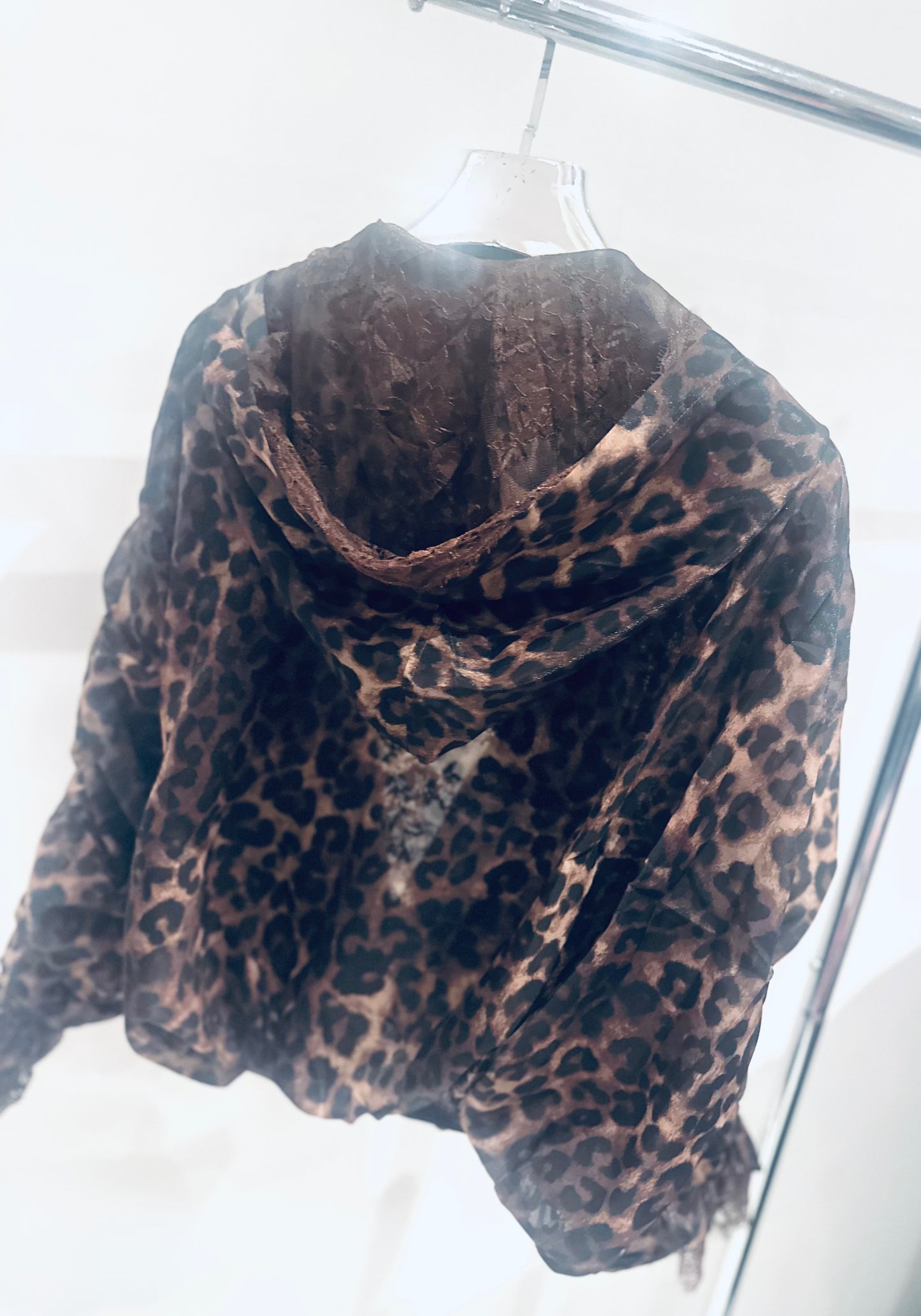 ARABELLA Leopard & Lace Zip Jacket