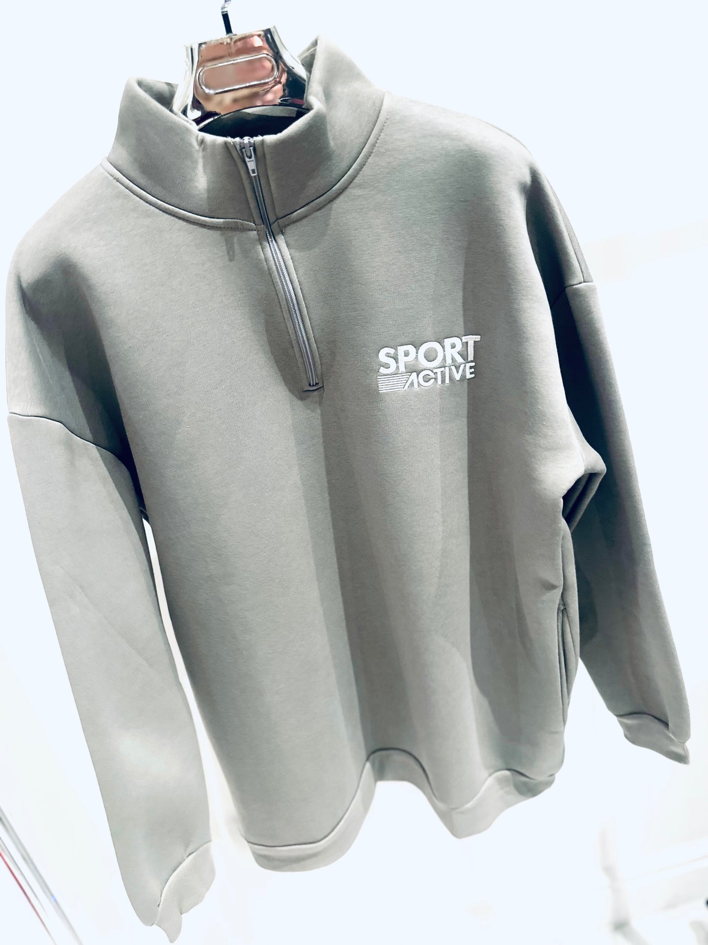 EMIA Taupe Half Zip Oversized Sweater