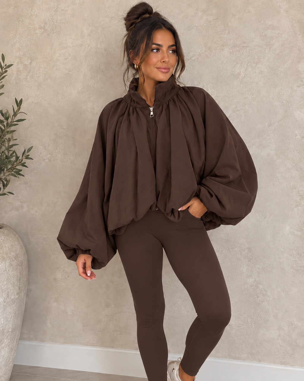 SOLENE Brown Oversized Jacket