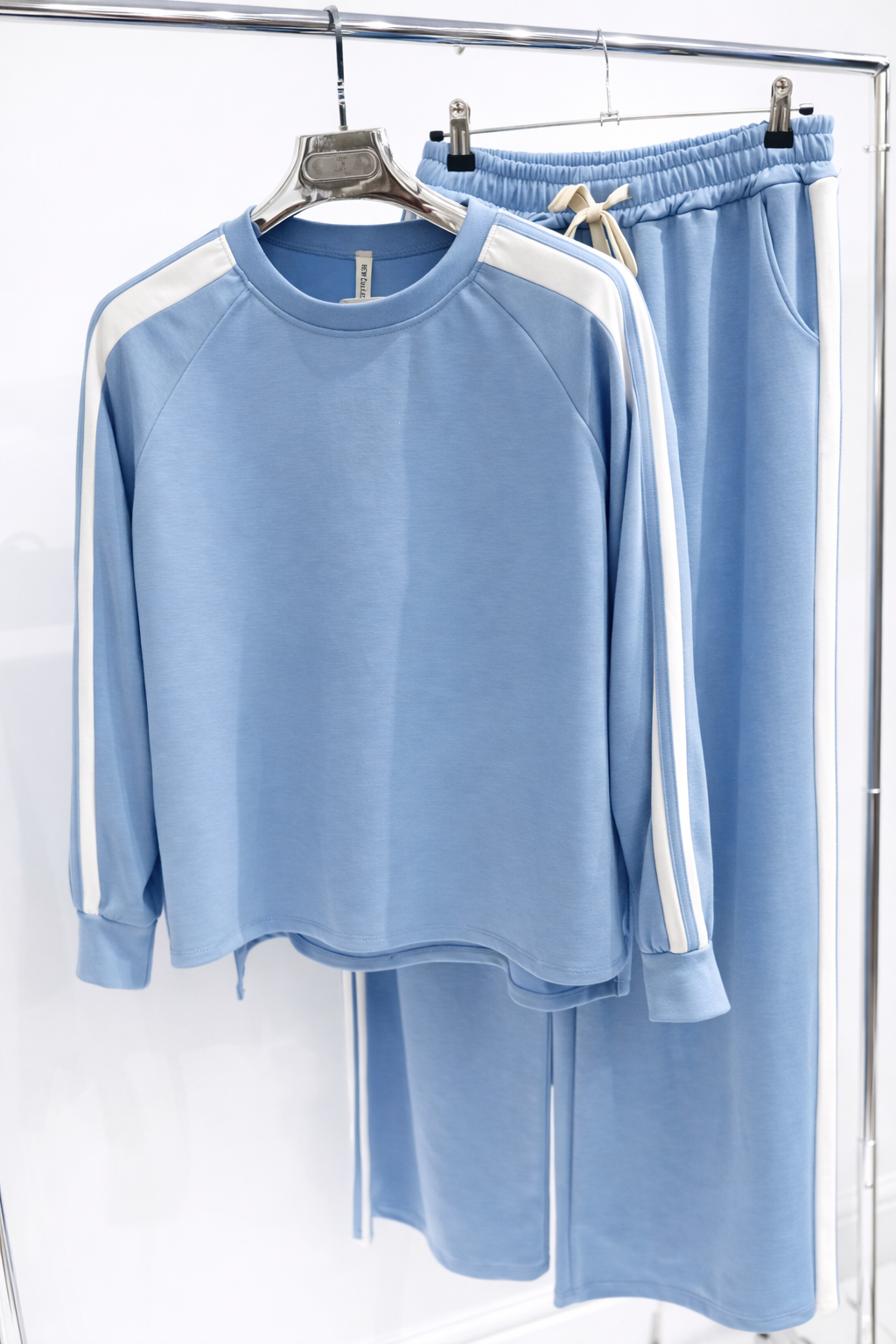 ZAVITA Blue Striped Top & Wide Leg Pants Oversized Co-Ord