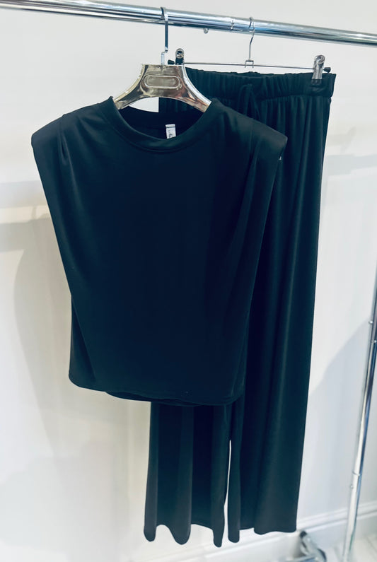 CECILY Black Shoulder Pad Co-Ord
