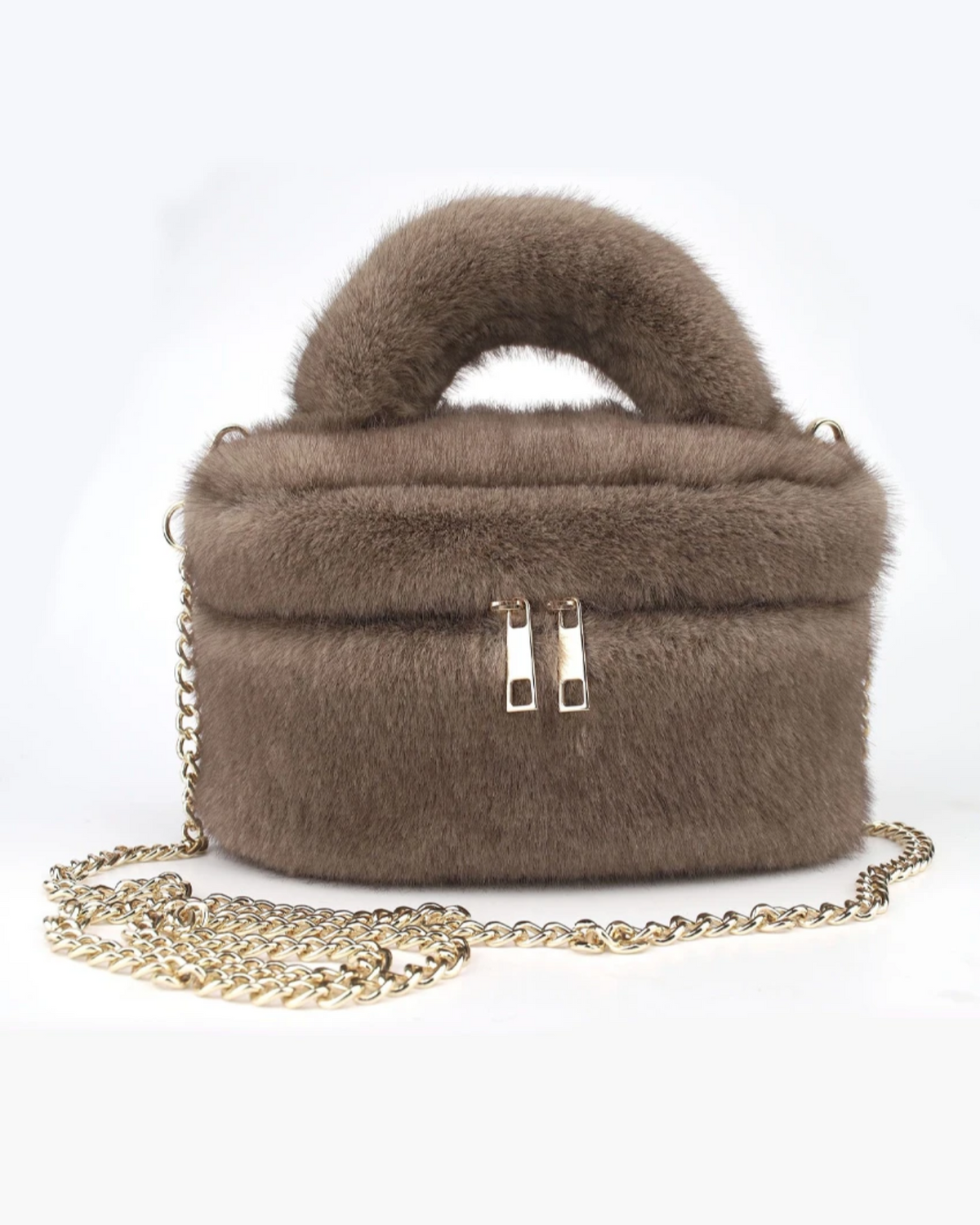 MIMI Taupe Faux Fur Mini Bag