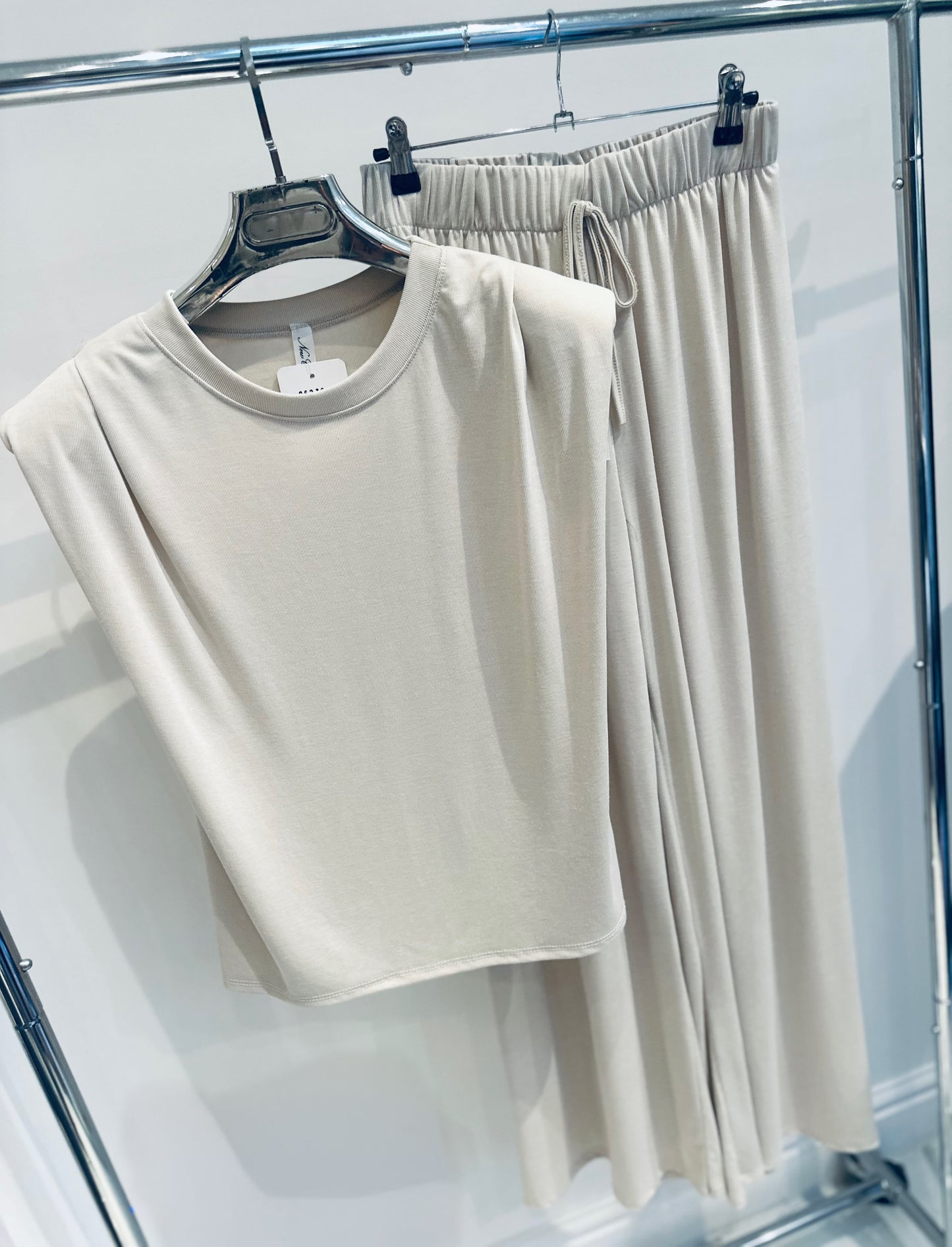 CECILY Beige Shoulder Pad Co-Ord