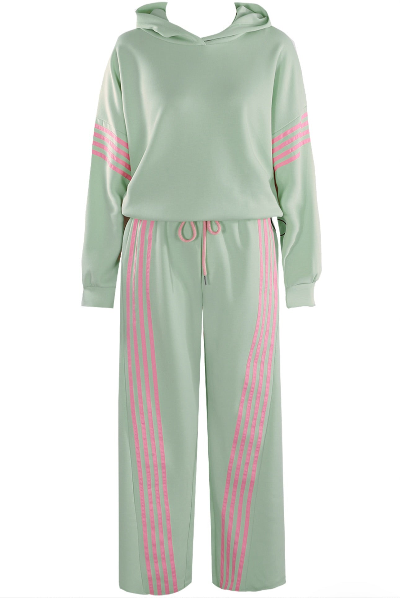 INAYA Mint Hoodie & Trousers Contrast Stripe Lounge Set