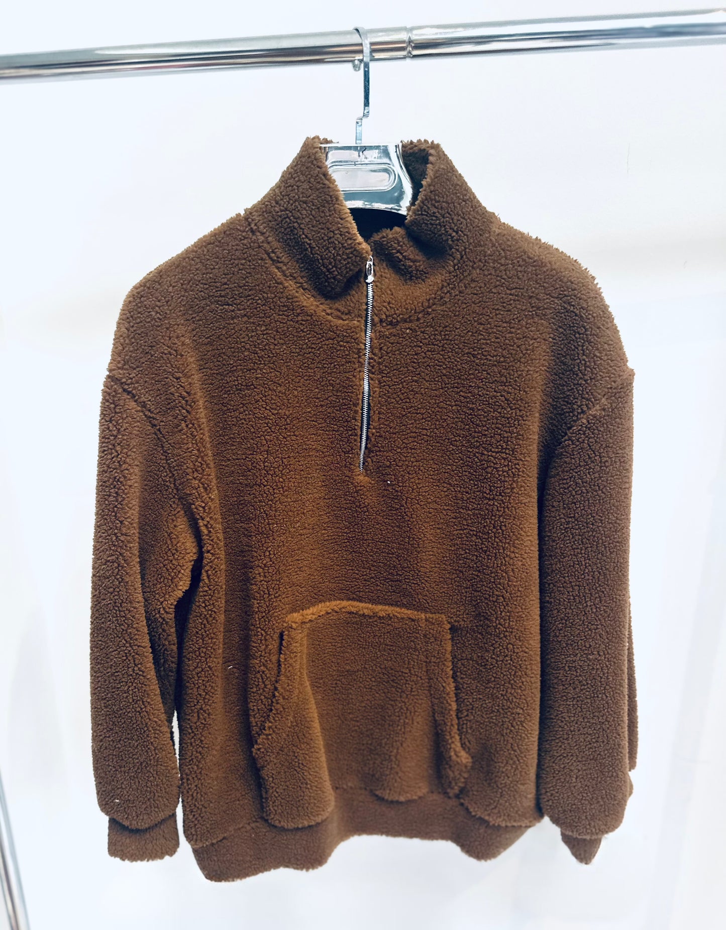 TAMARA Brown Half Zip Teddy Fleece
