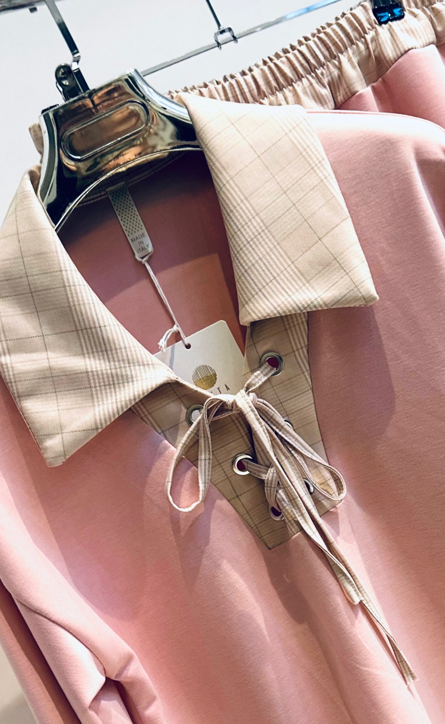 JOLENTA Pink Lace Up Sweater & Trousers Co-Ord