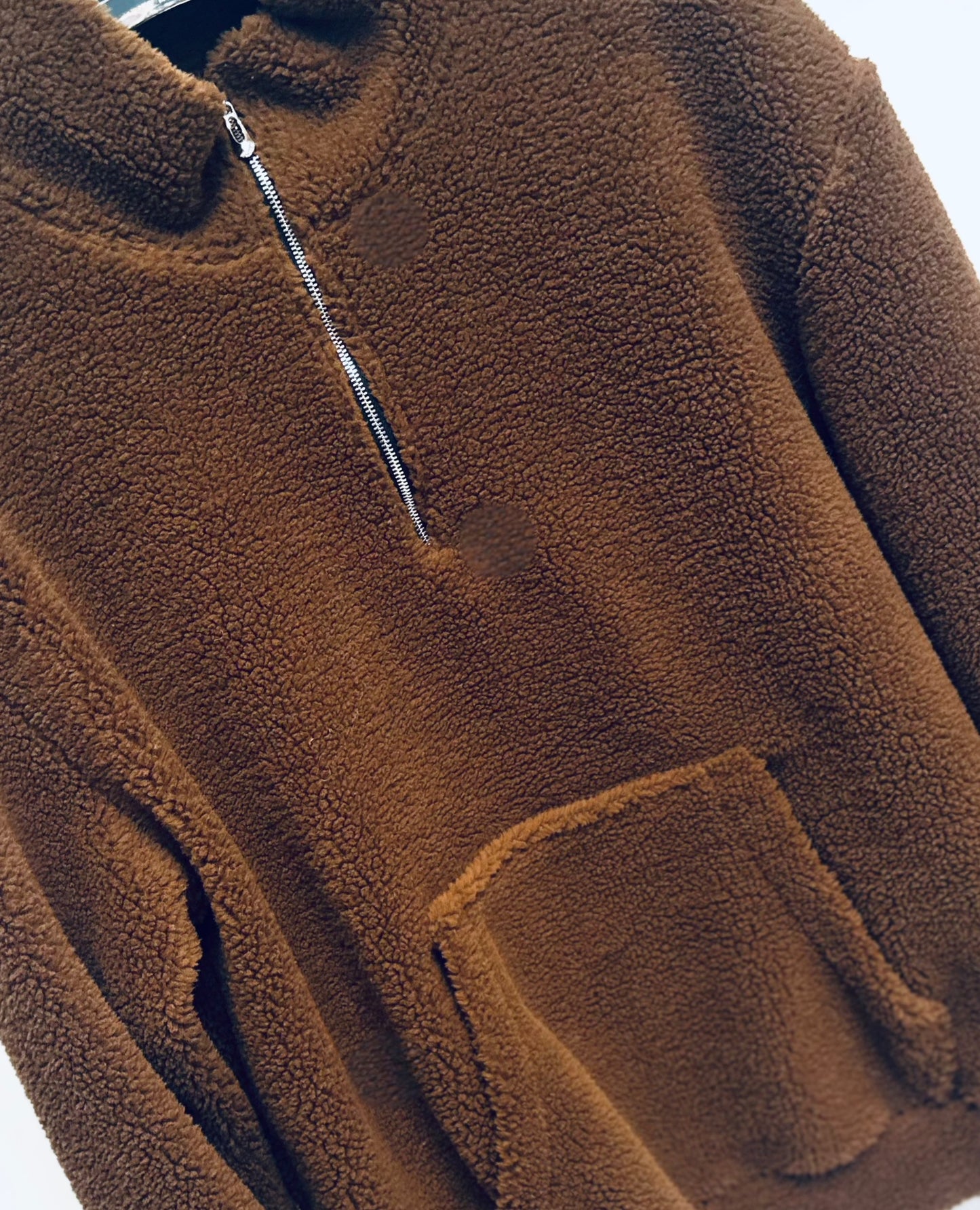 TAMARA Brown Half Zip Teddy Fleece