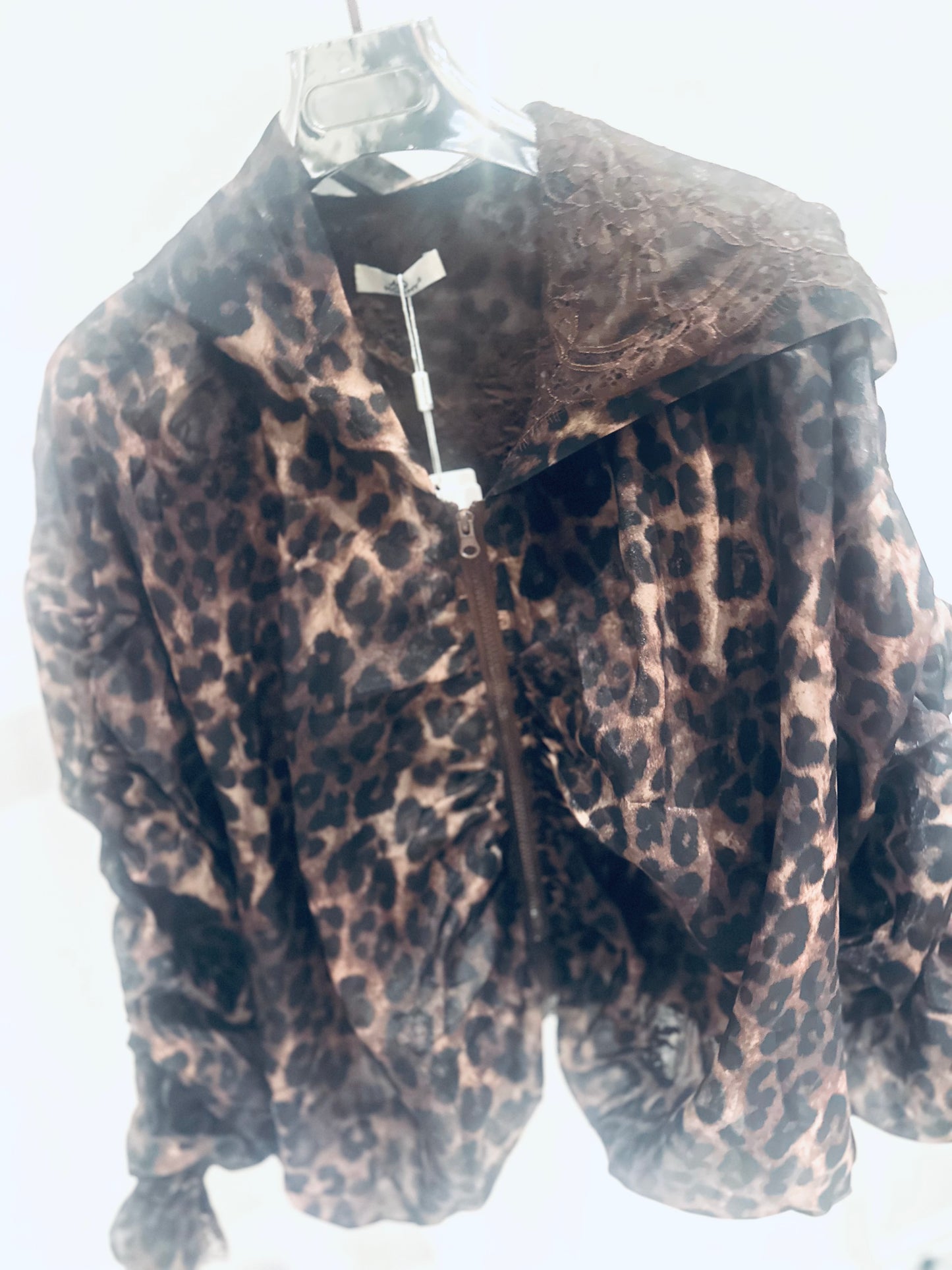 ARABELLA Leopard & Lace Zip Jacket