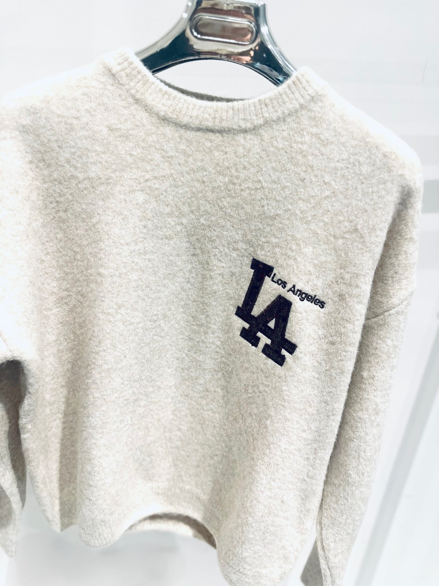 LEONI Beige Knitted Jumper with Sequin Embroidered Detailing