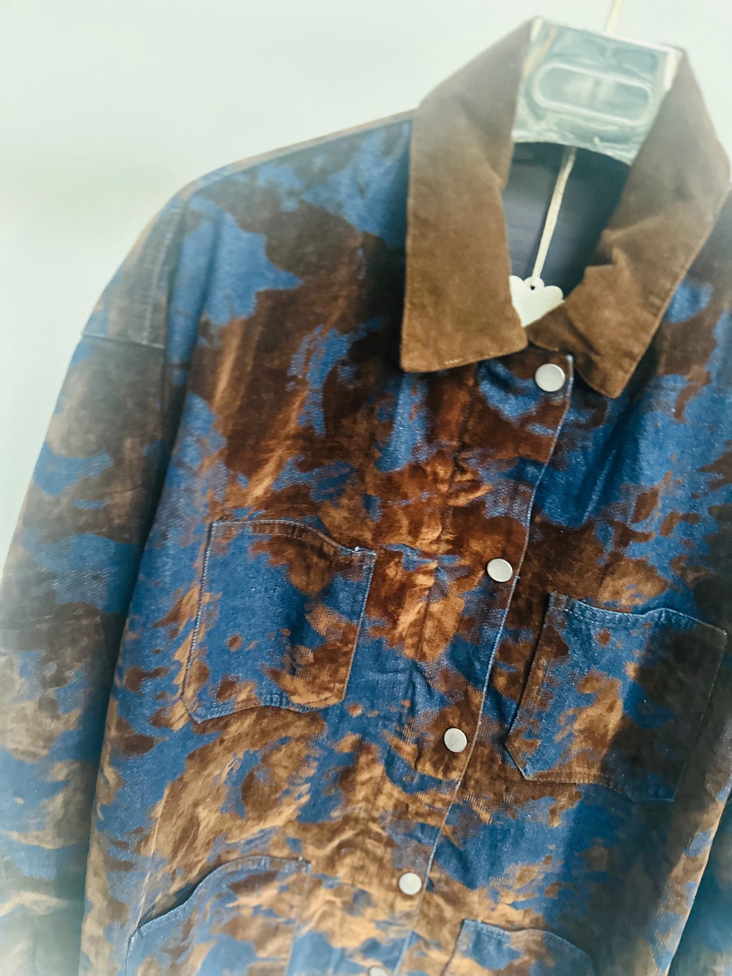 SHAZIA Blue & Brown Printed Oversized Jacket