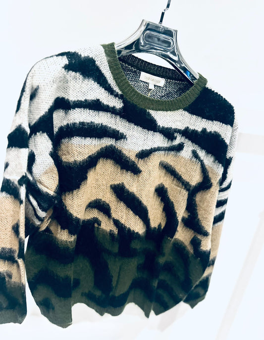MESILA Khaki Zebra Print Knitted Jumper